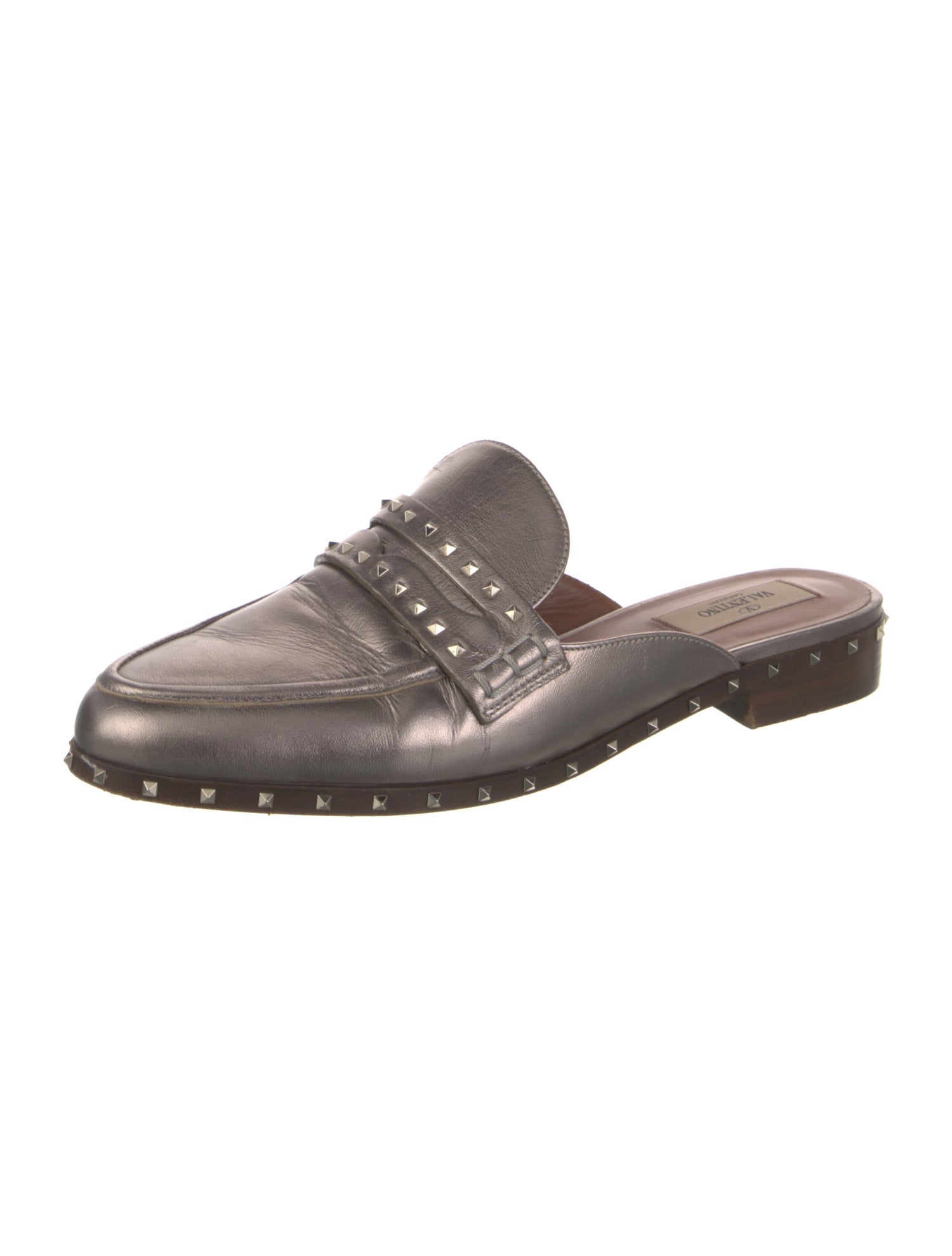 Valentino Rockstud Accents Leather Mules