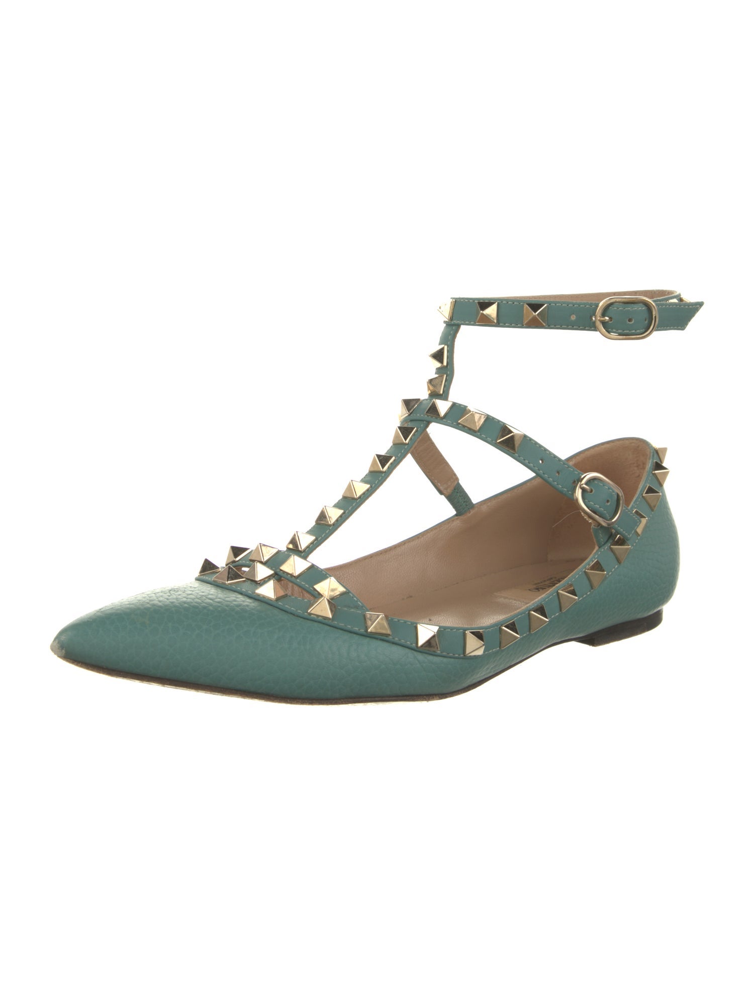 Valentino Rockstud Accents Leather Flats