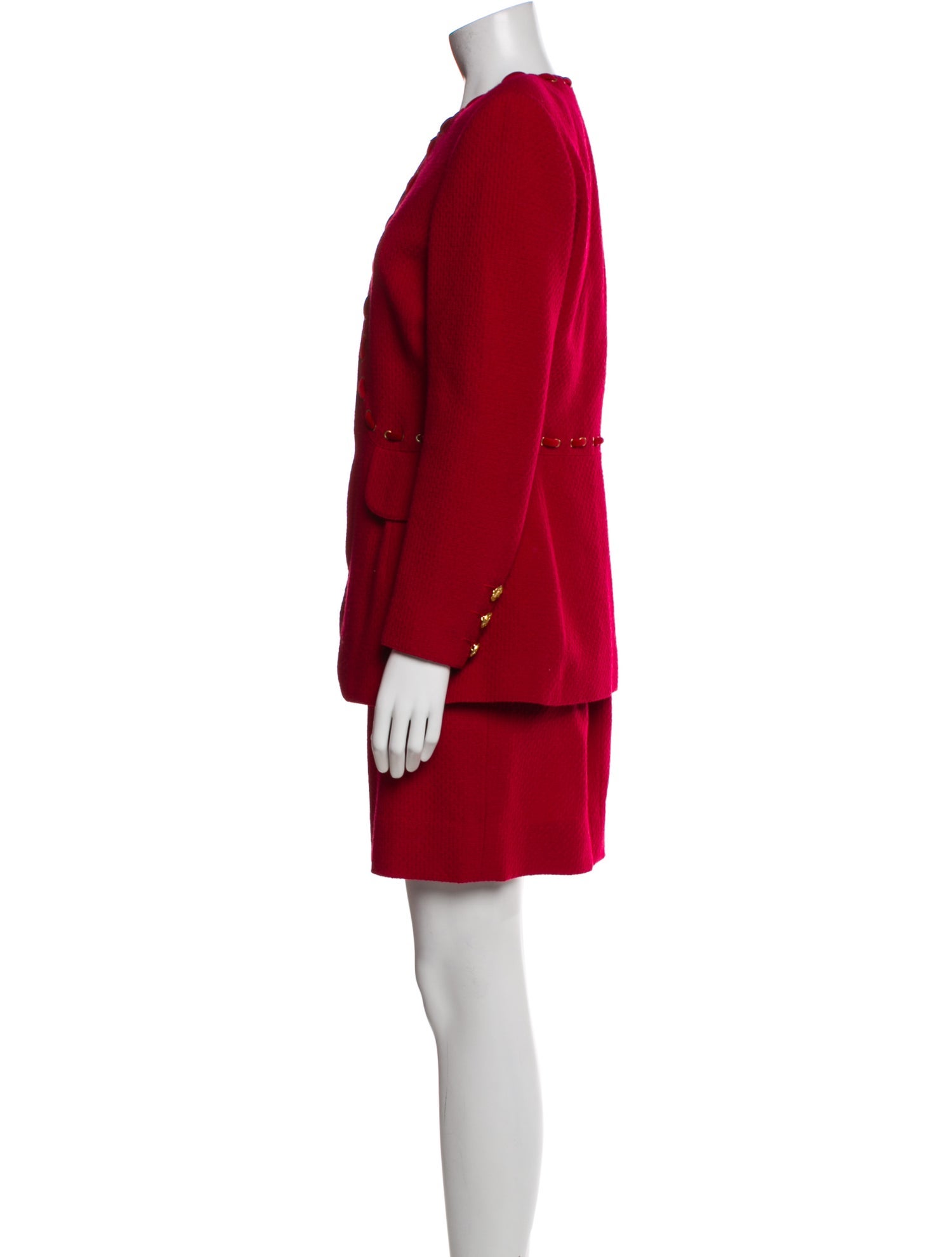 Ensemble Valentino Vintage En Soie - Chemisier Et Jupe Plissée Bleue (taille S)
