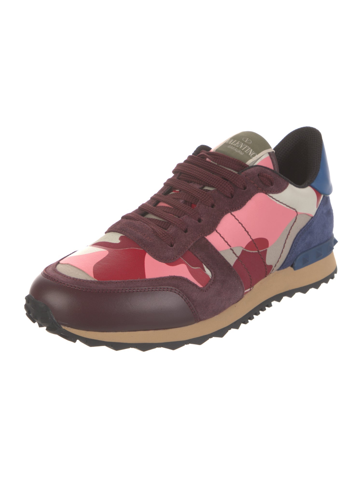 Valentino Rockstud Accents Leather Sneakers