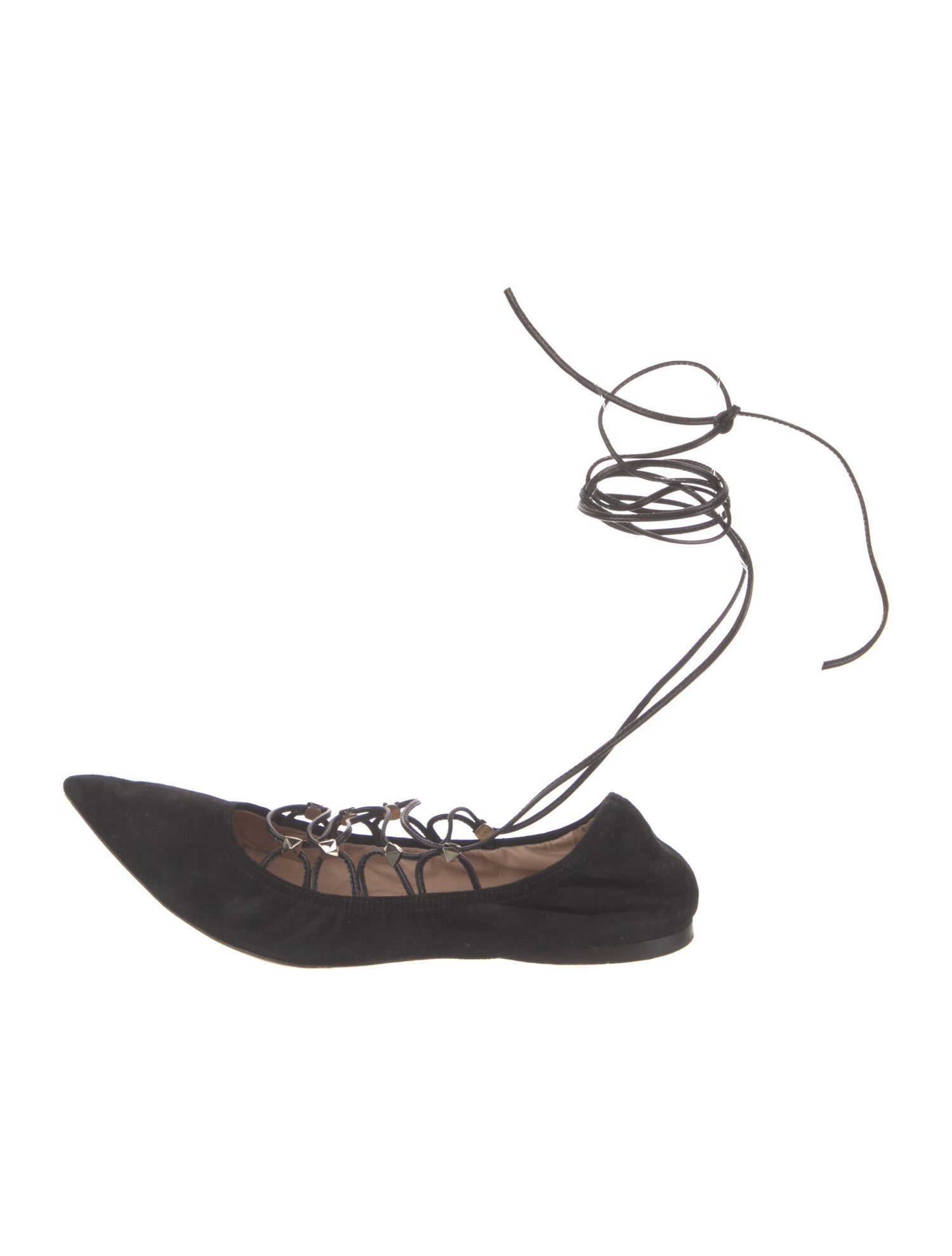 Valentino Rockstud Accents Suede Ballet Flats