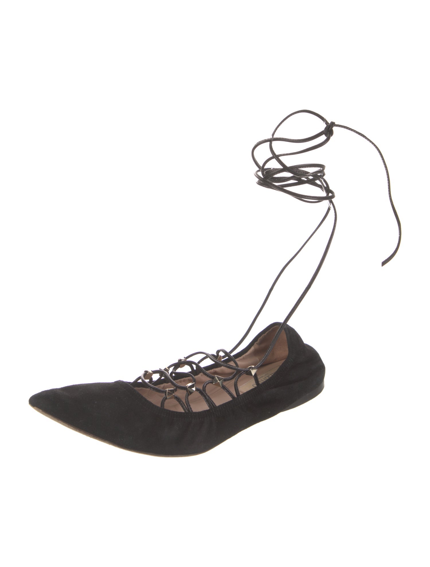 Valentino Rockstud Accents Suede Ballet Flats