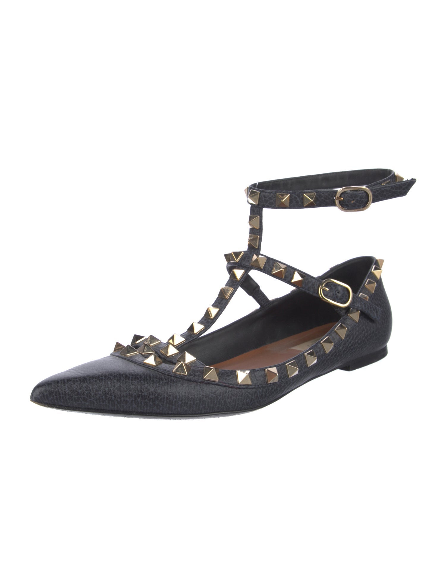 Valentino Rockstud Accents Leather Flats