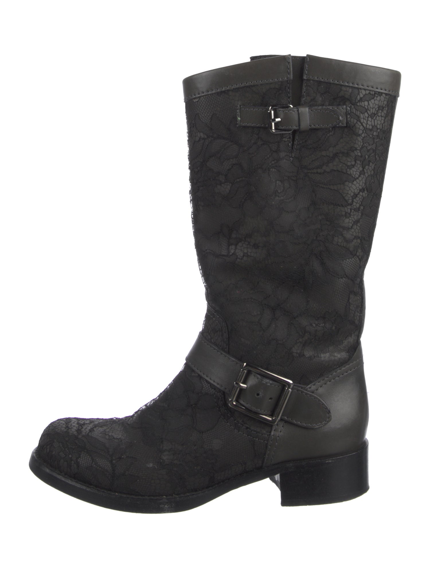 Valentino Lace Lace Trim Embellishment Moto Boots
