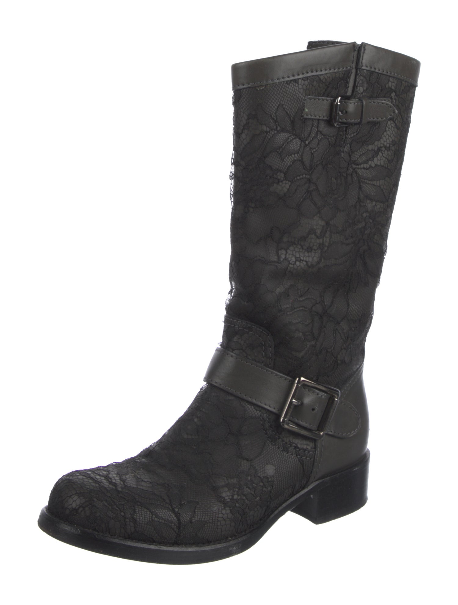 Valentino Lace Lace Trim Embellishment Moto Boots