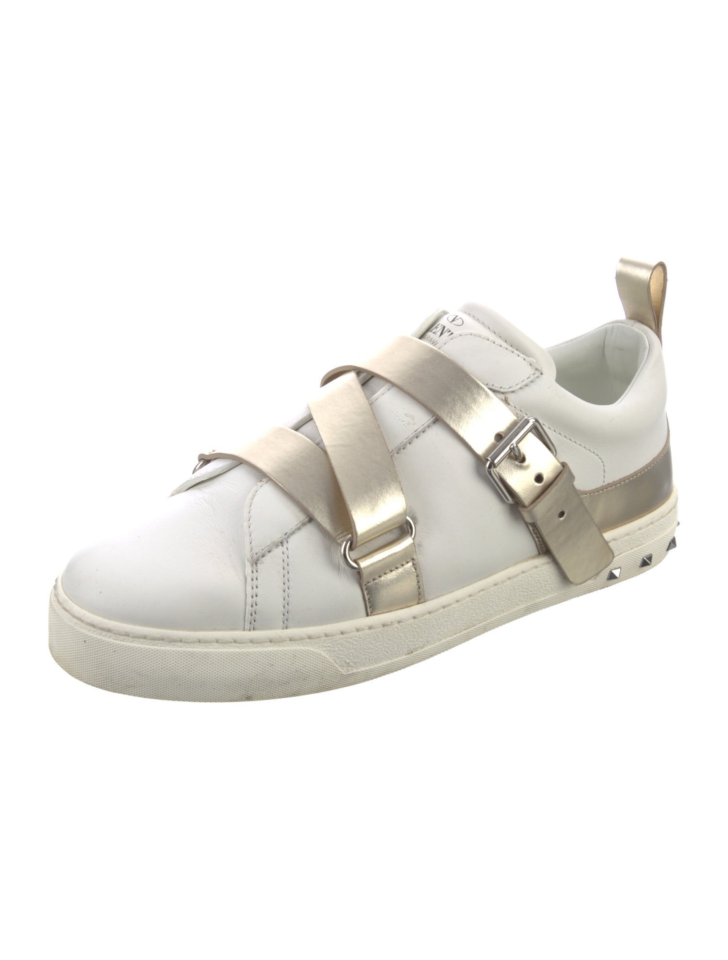 Valentino Rockstud Accents Leather Sneakers