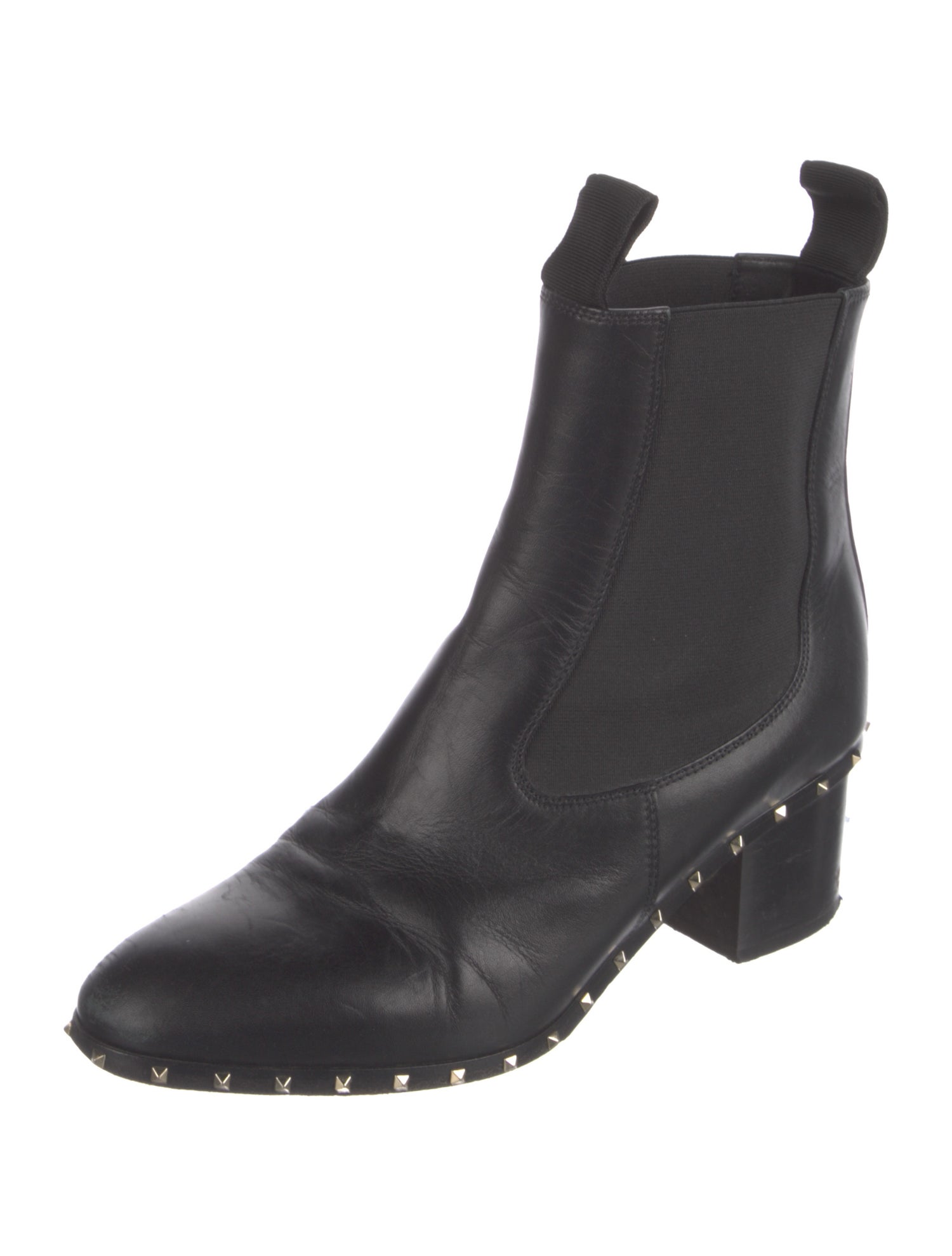 Valentino Rockstud Accents Leather Chelsea Boots