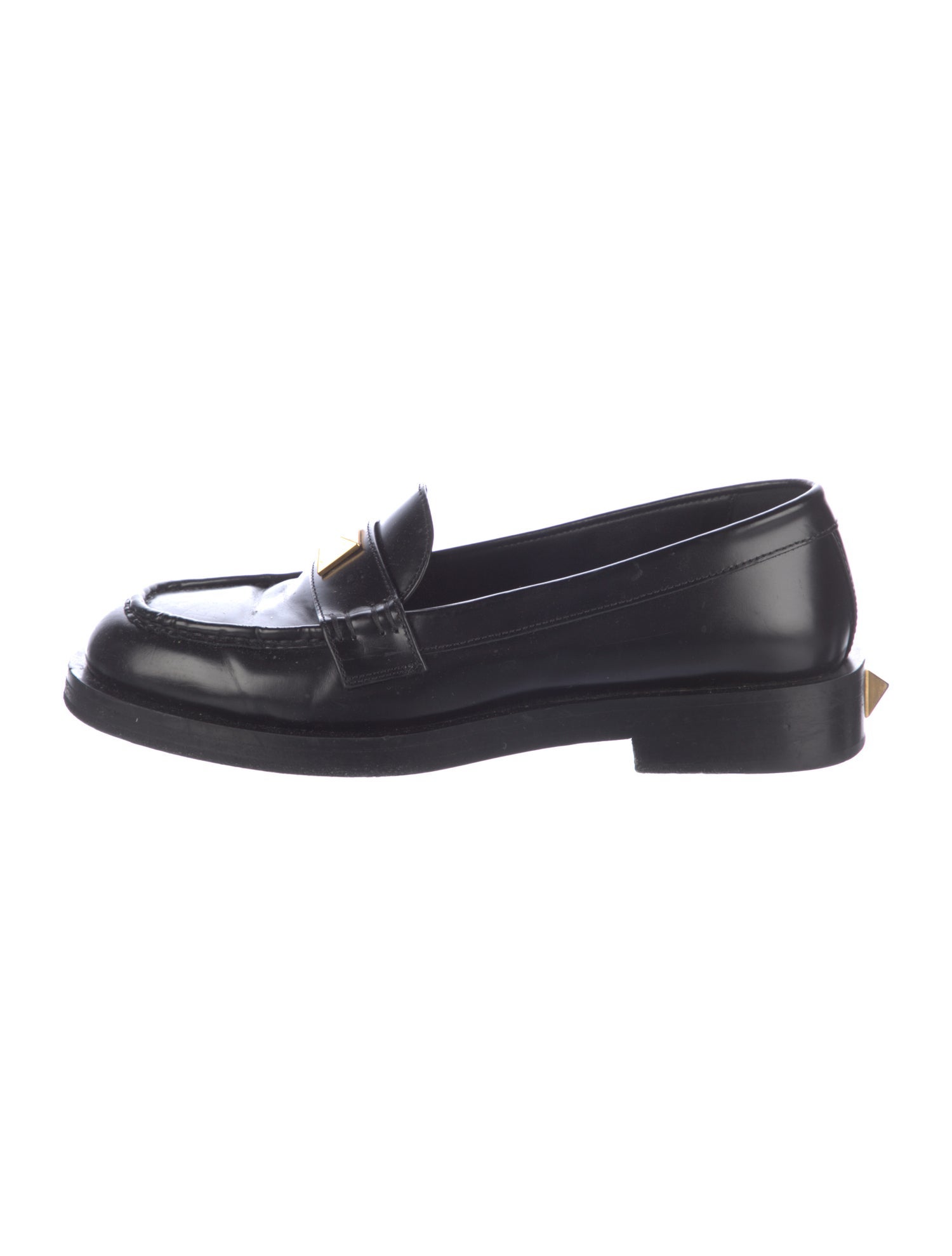 Valentino Rockstud Accents Leather Loafers