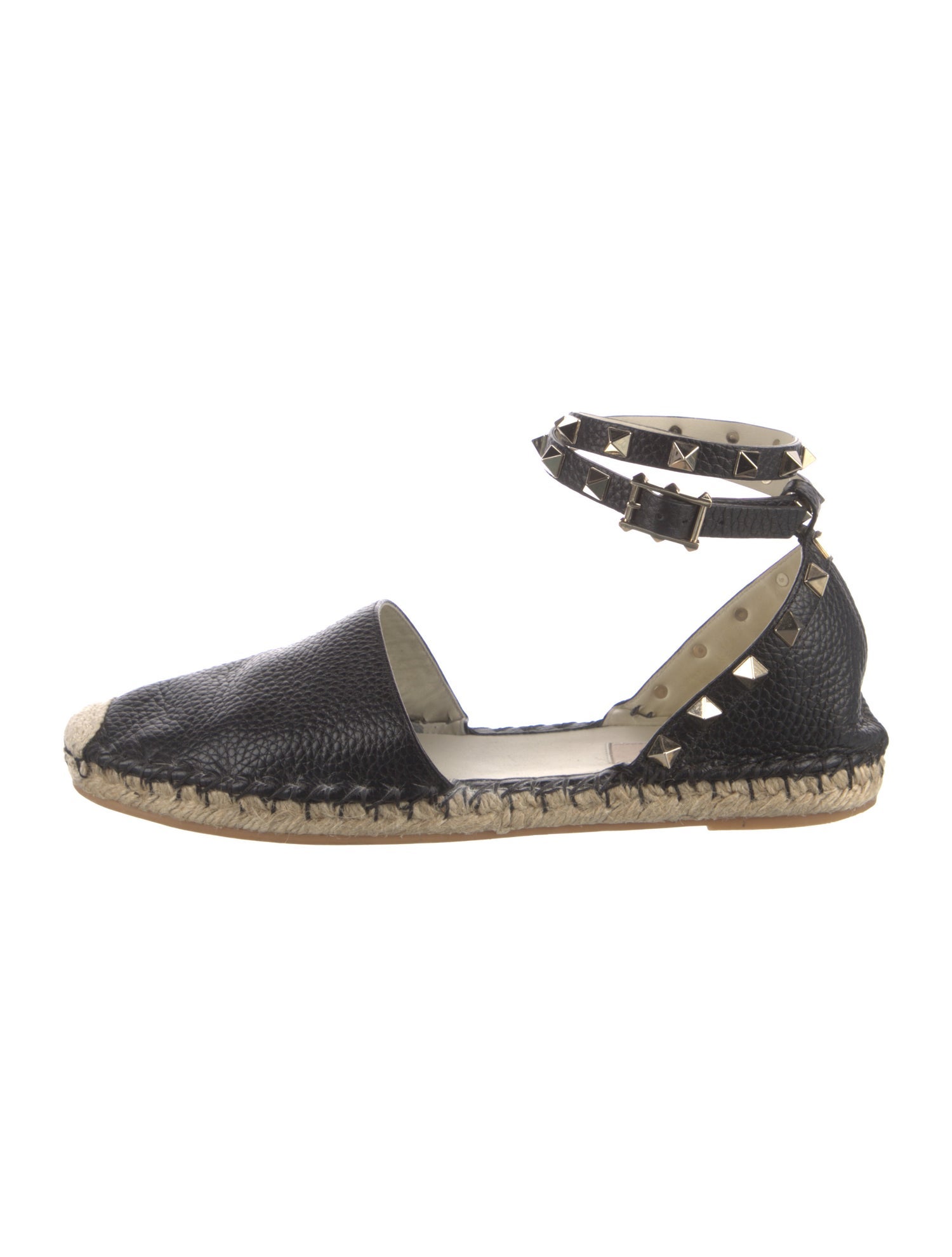 Valentino Rockstud Accents Leather Espadrilles