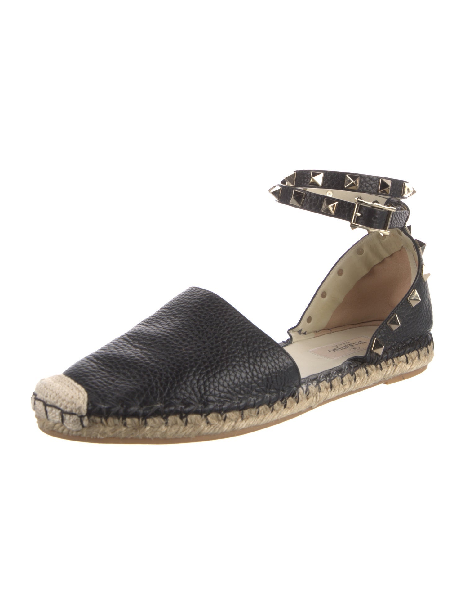 Valentino Rockstud Accents Leather Espadrilles