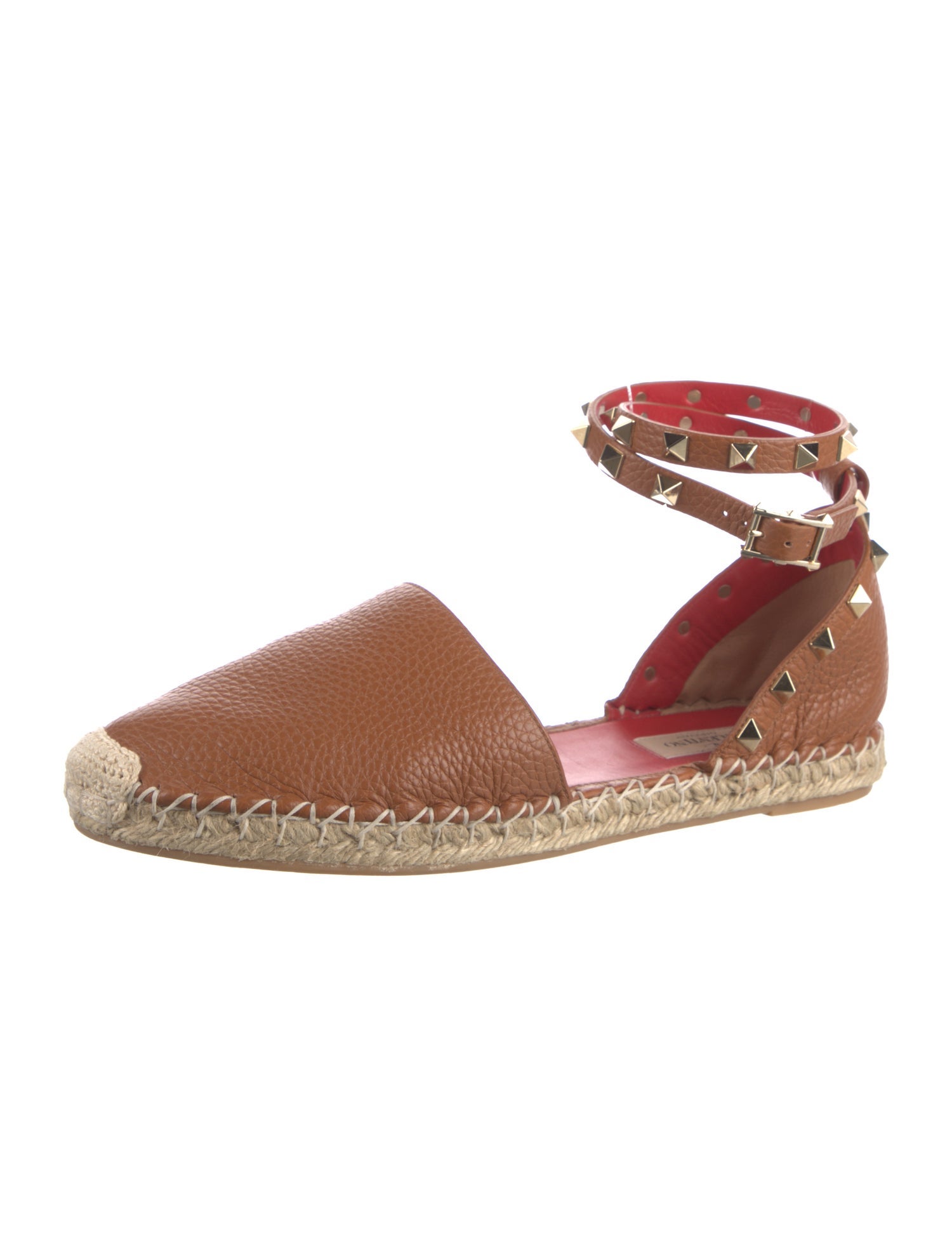 Valentino Rockstud Accents Leather Espadrilles