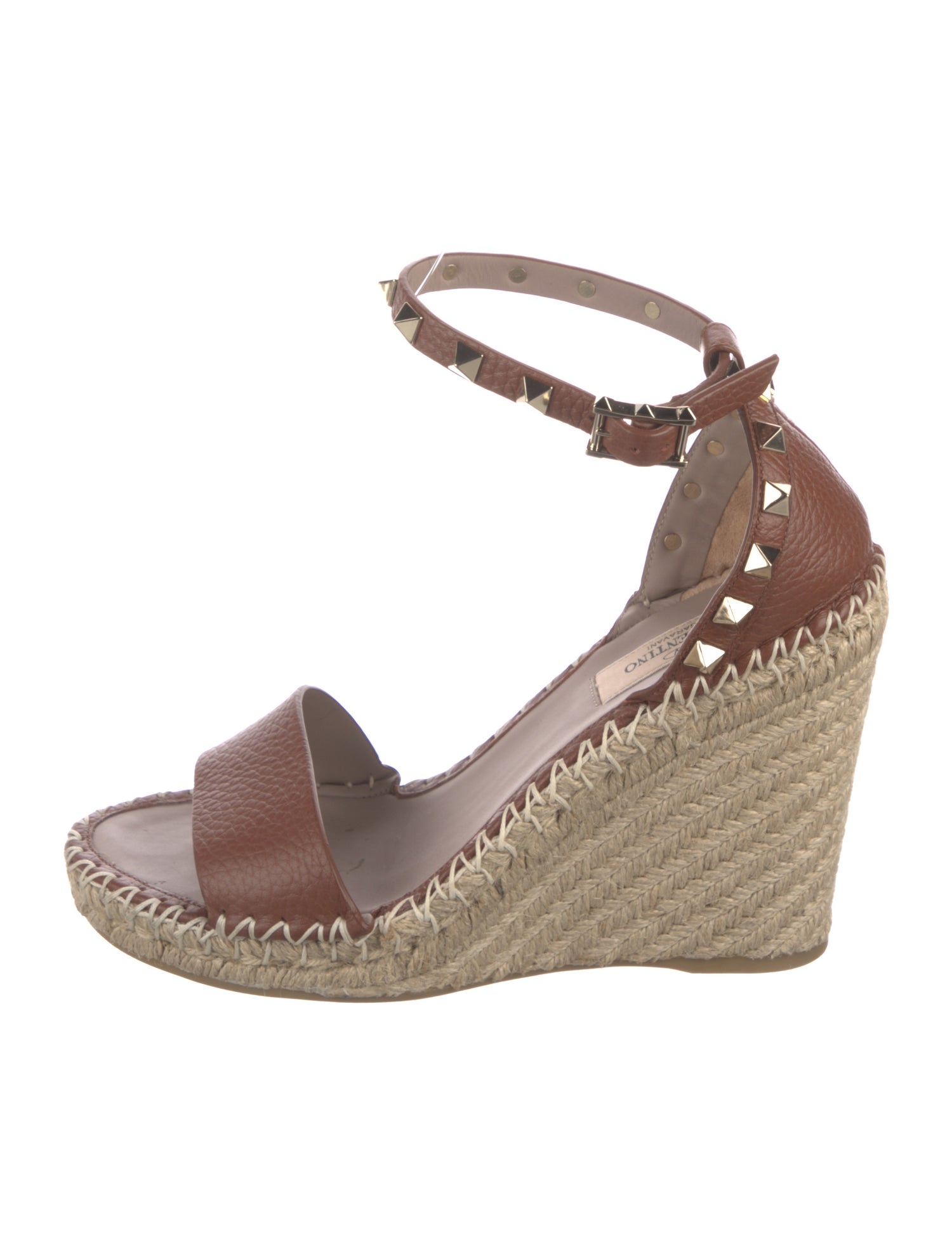 Valentino Rockstud Accents Leather Espadrilles