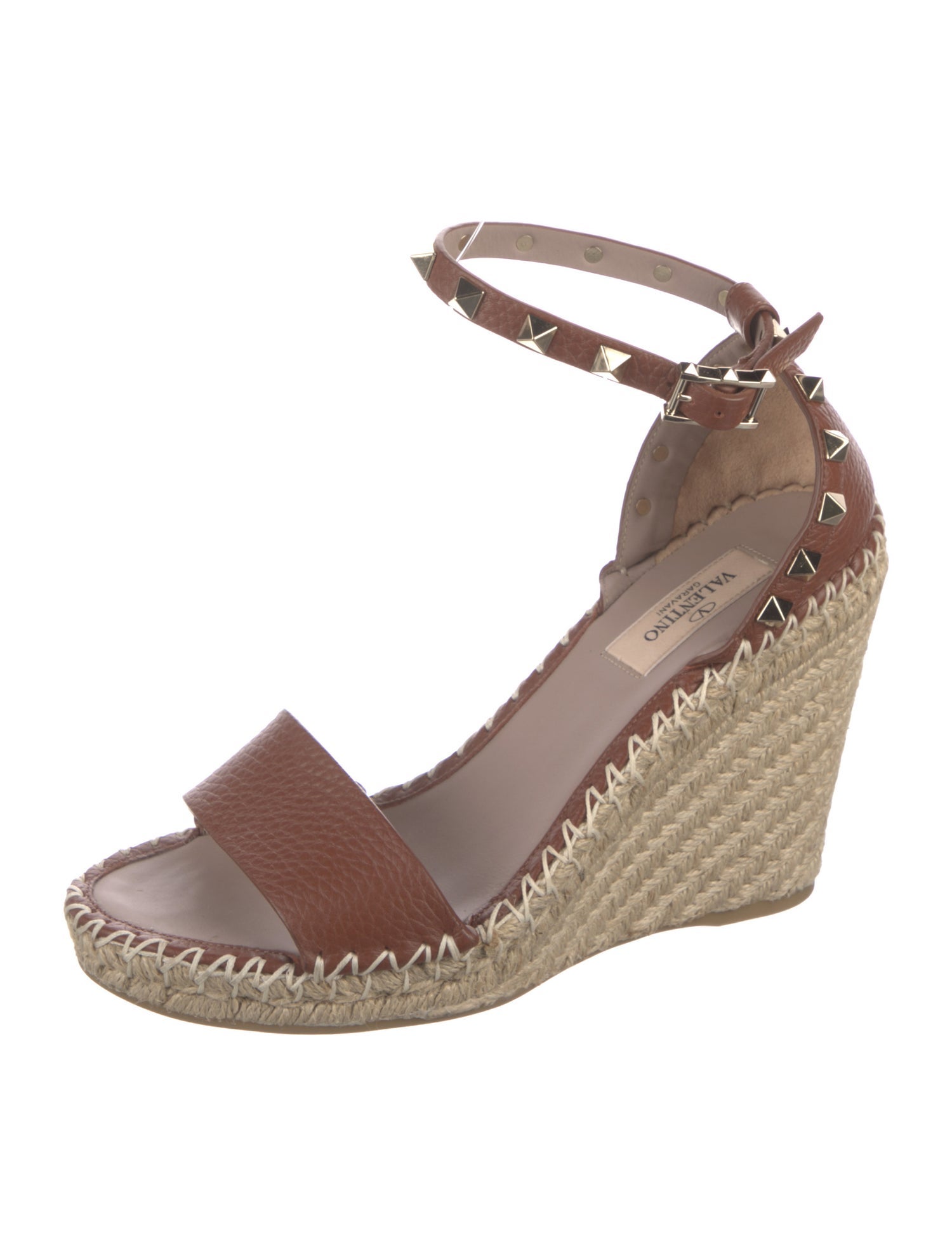 Valentino Rockstud Accents Leather Espadrilles