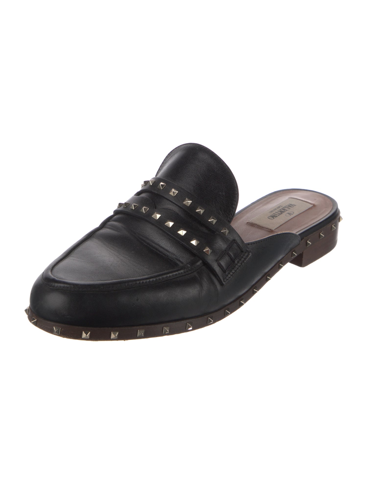 Valentino Leather Studded Accents Mules