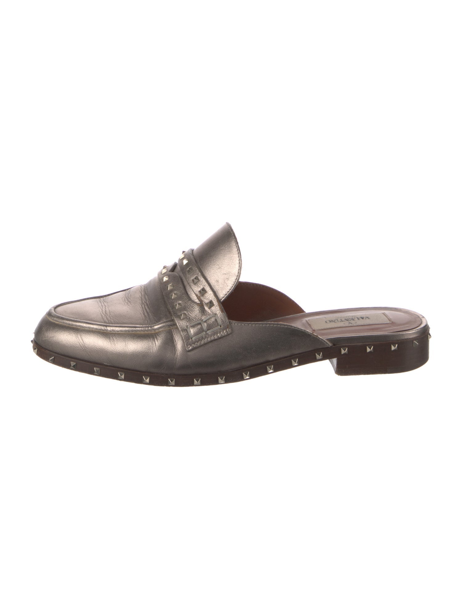 Valentino Rockstud Accents Leather Mules