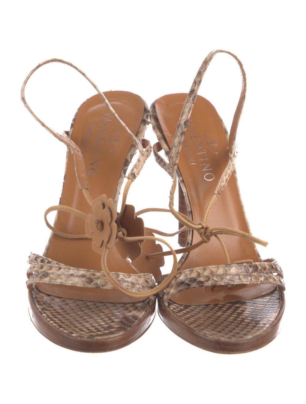 Valentino Python Slingback Sandals Neutrals Anima… - image 3