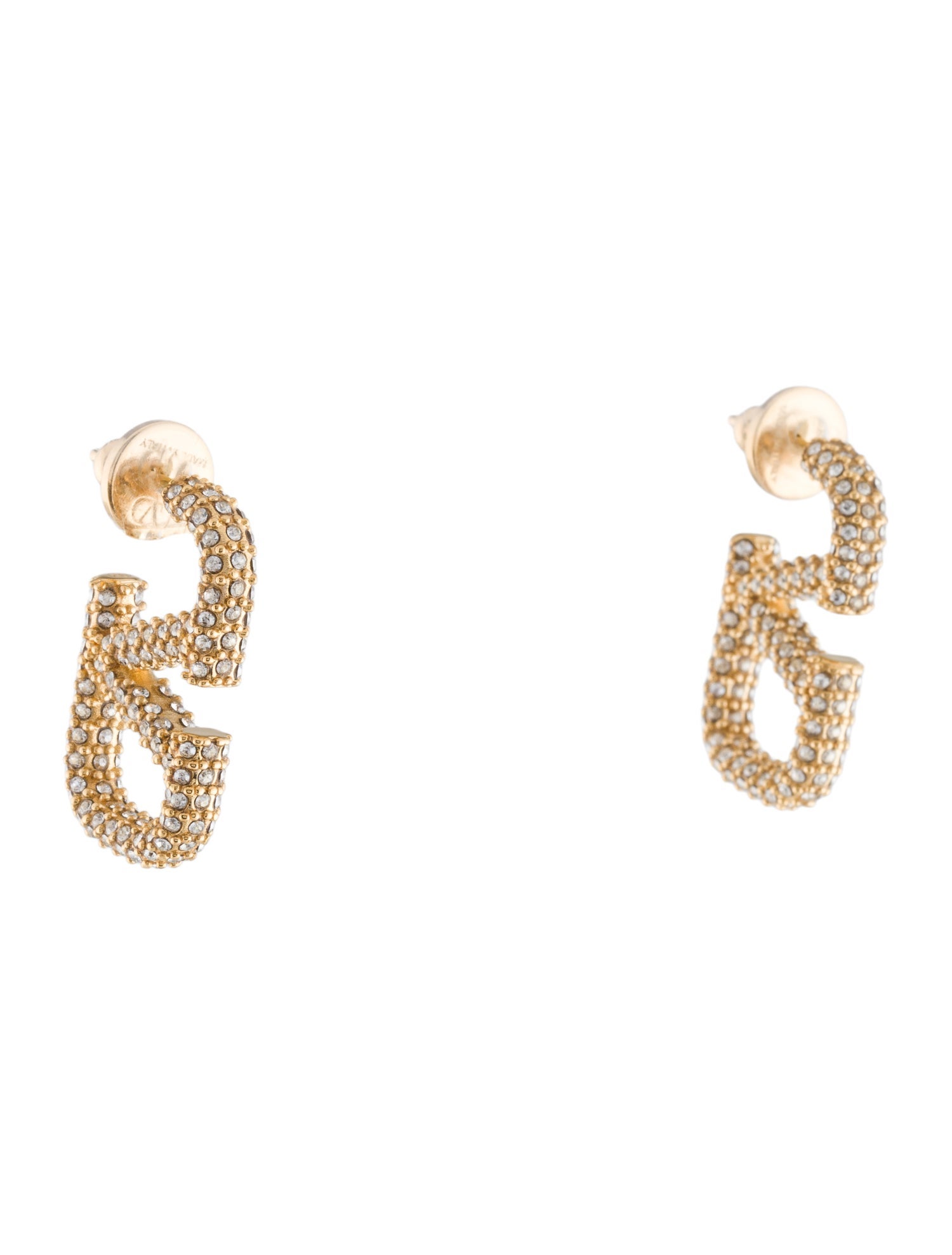 Valentino Crystal VLogo Earrings