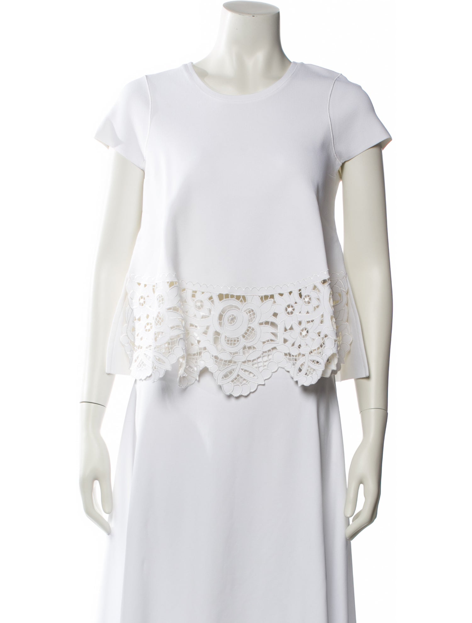 Valentino Crew Neck Short Sleeve Crop Top