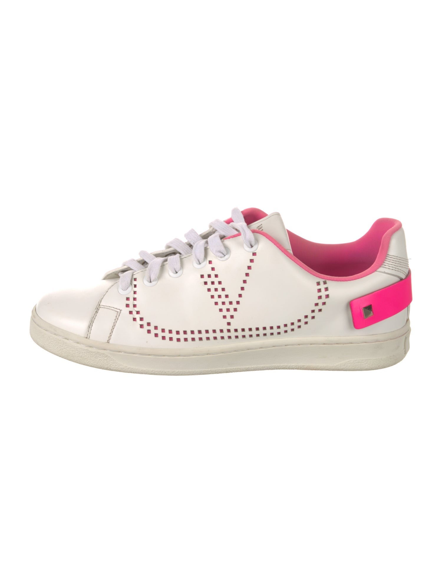 Valentino Rockstud Accents Leather Sneakers