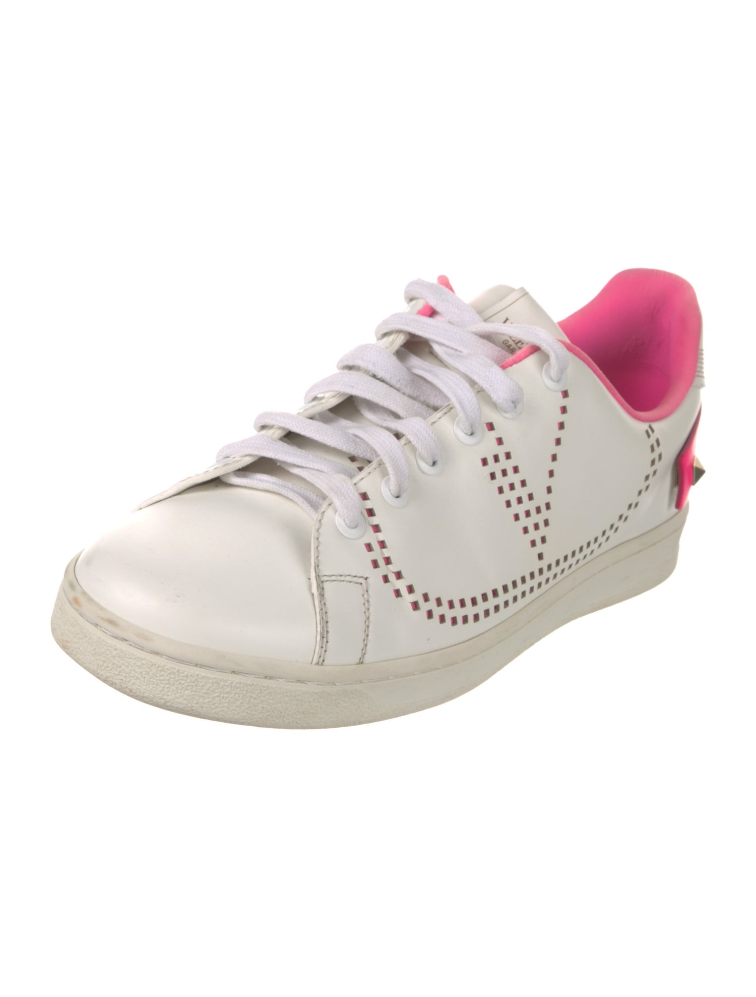 Valentino Rockstud Accents Leather Sneakers