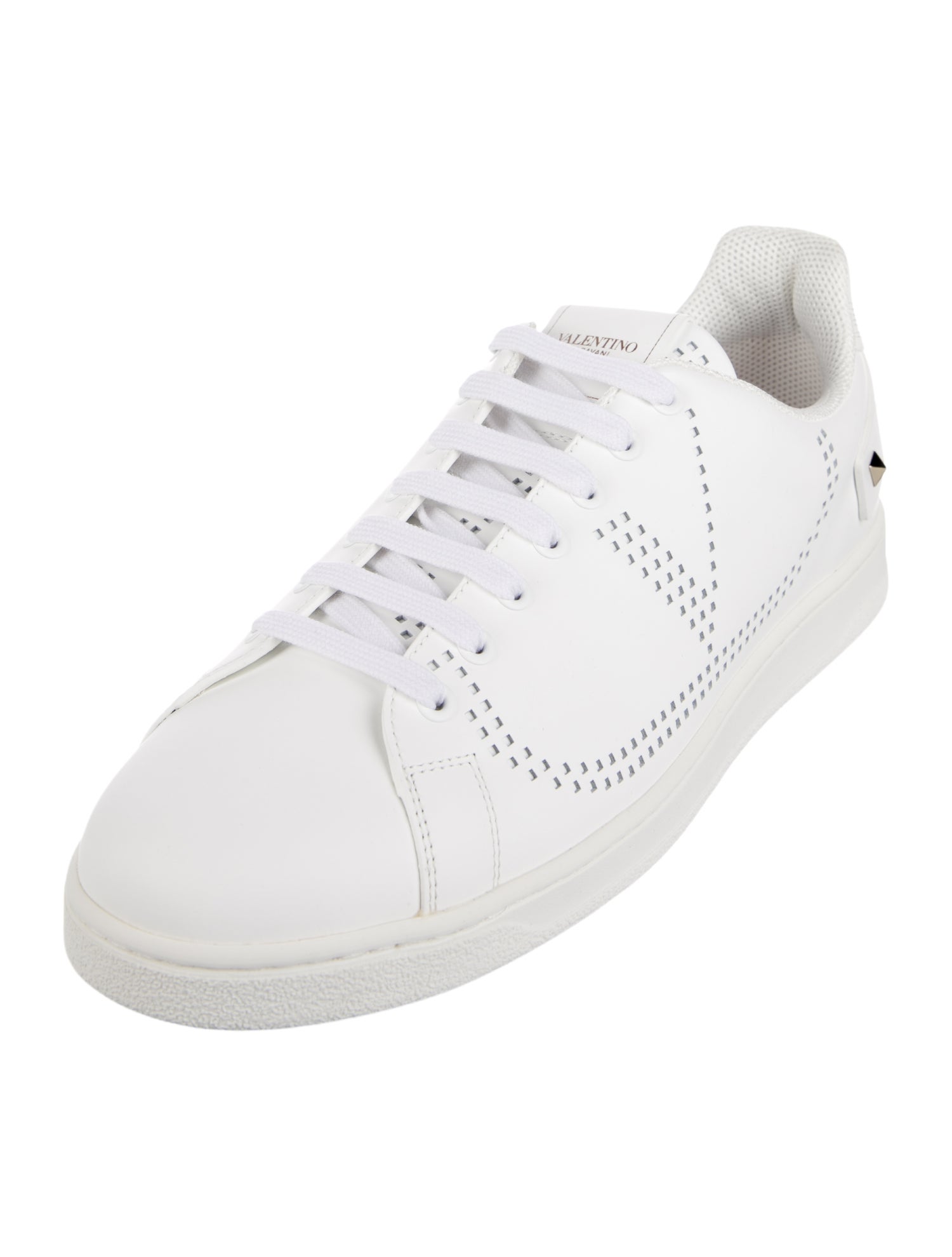 Valentino Rockstud Accents Leather Sneakers