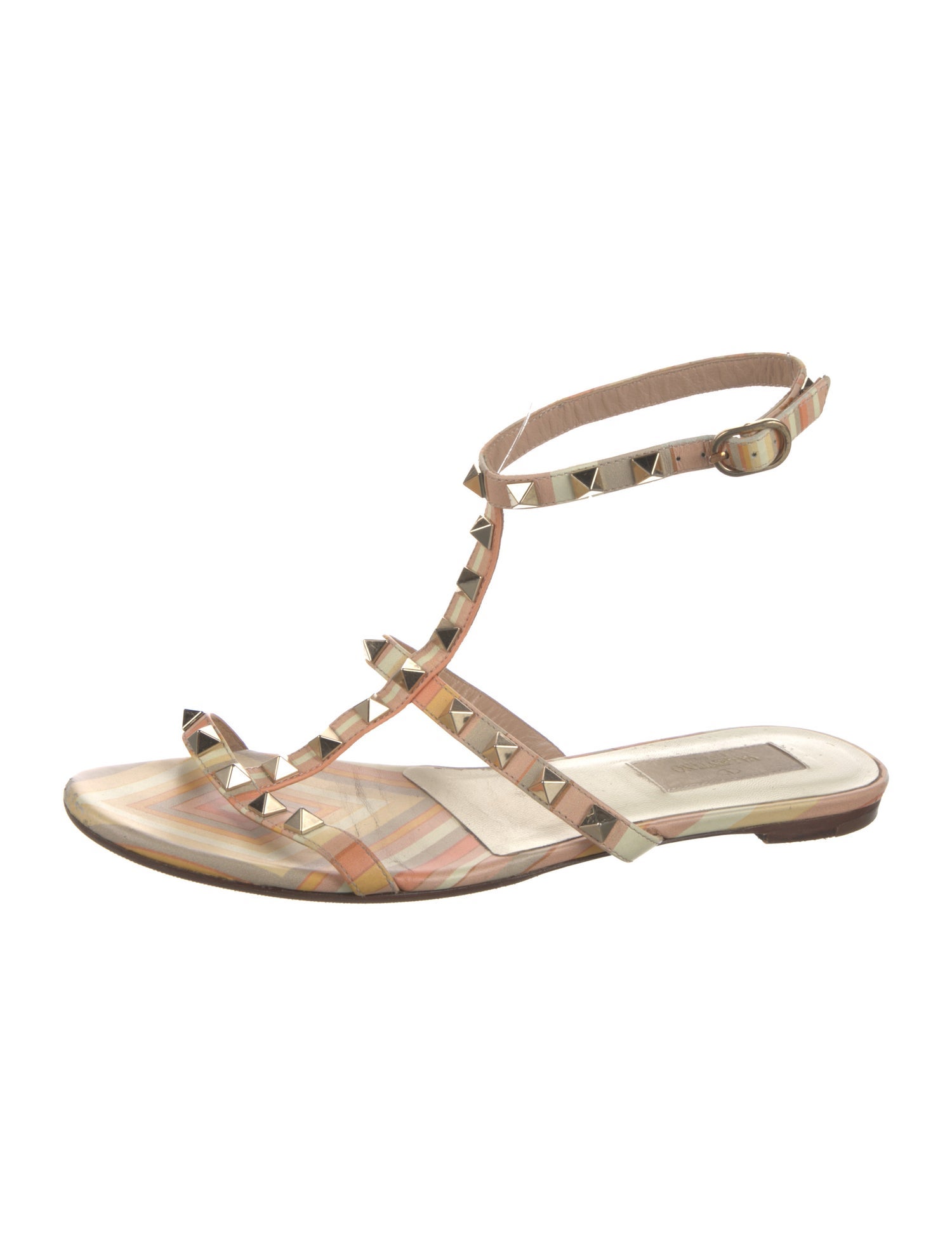 Valentino Rockstud Accents Leather Gladiator Sandals