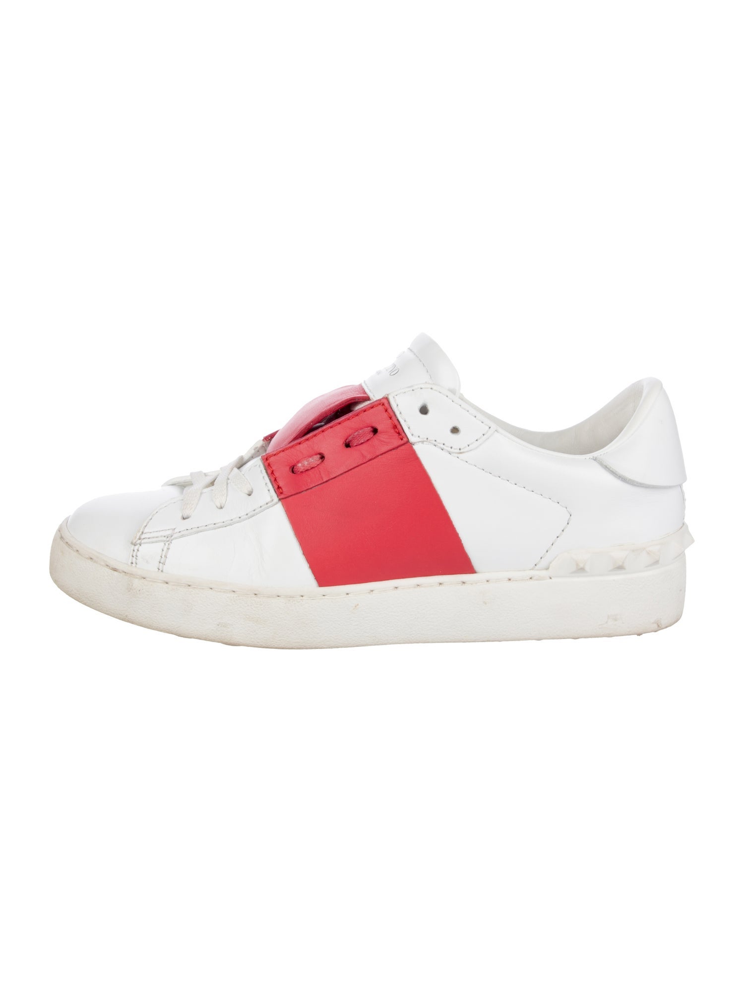 Valentino Rockstud Accents Leather Sneakers