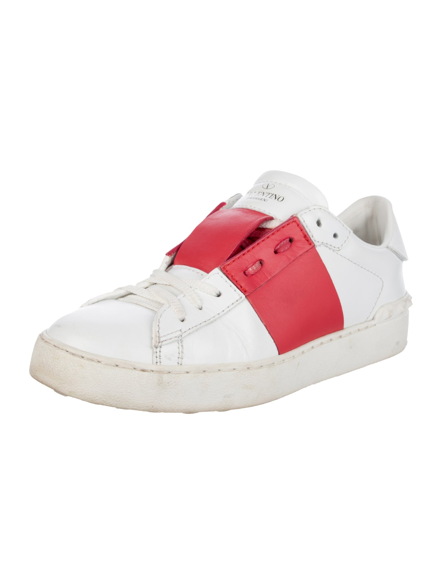Valentino Rockstud Accents Leather Sneakers