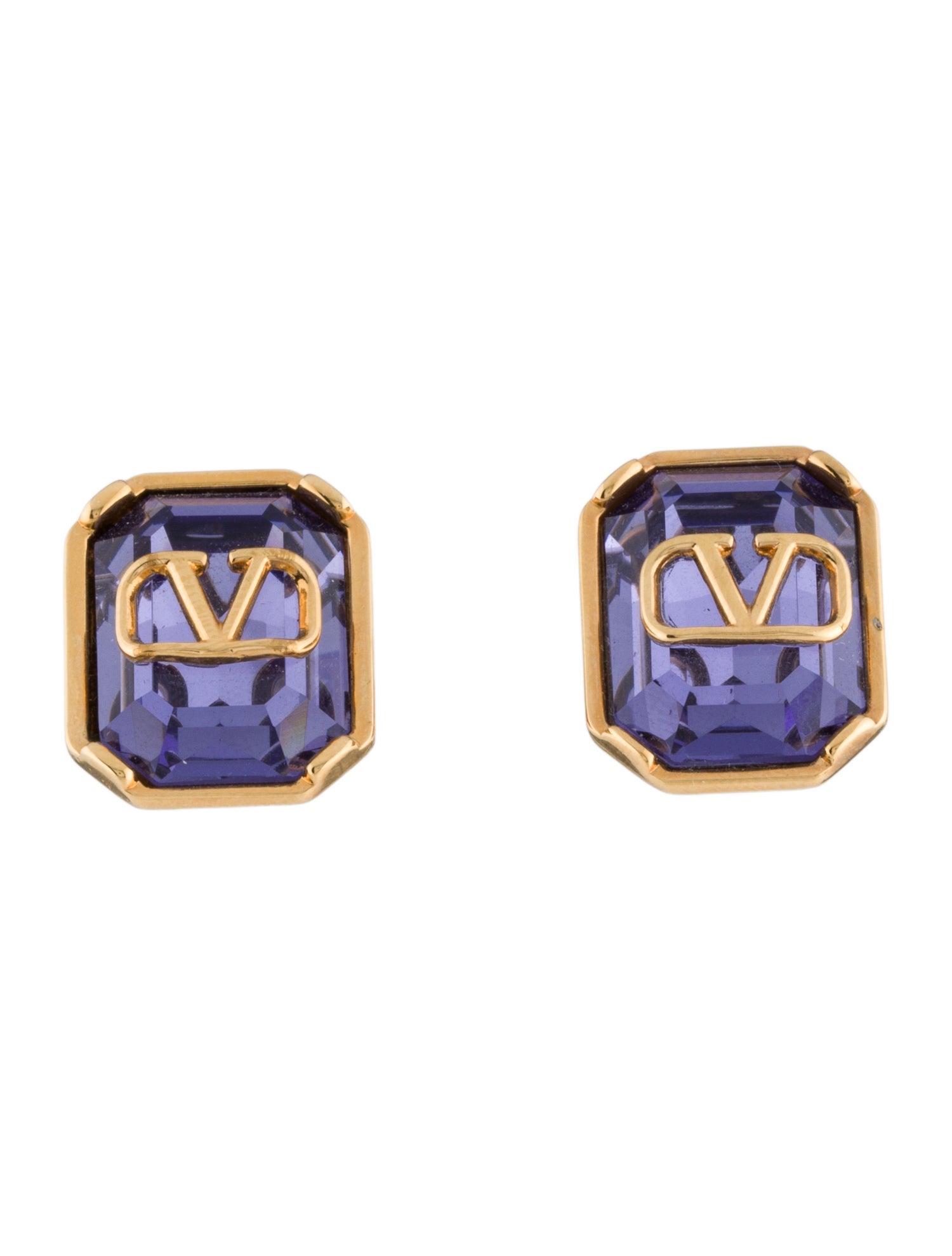 Valentino V Logo Crystal Stud Earrings