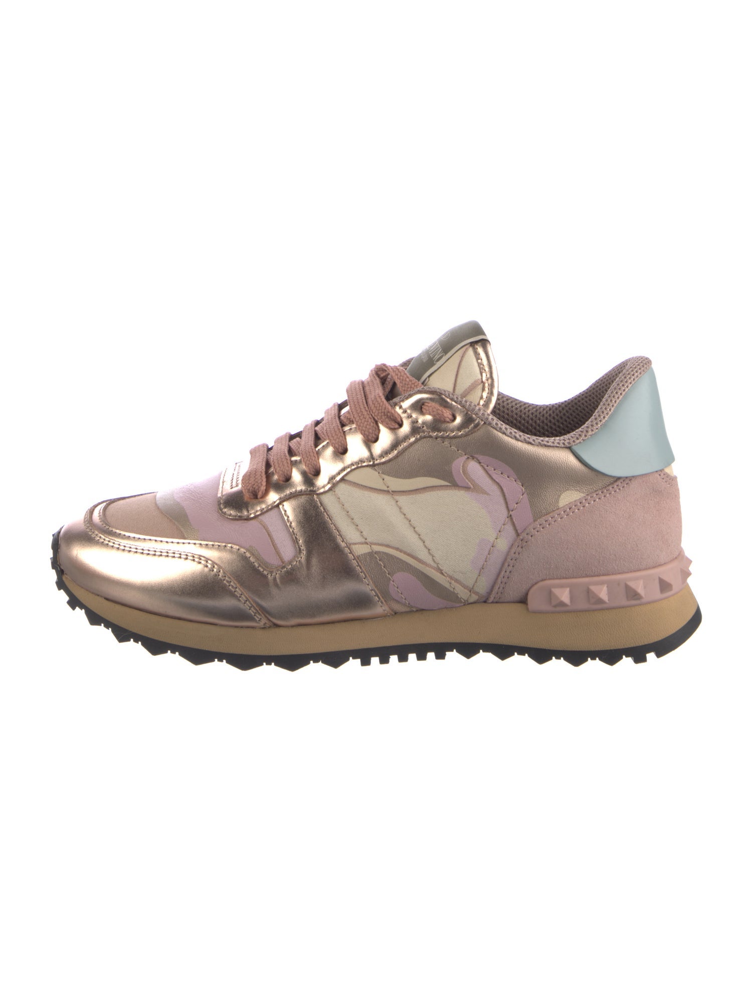 Valentino Rockstud Accents Leather Athletic Sneakers