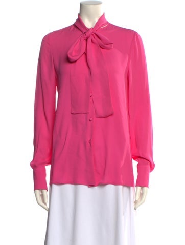 Pre-owned Valentino Silk Long Sleeve Blouse In Pink