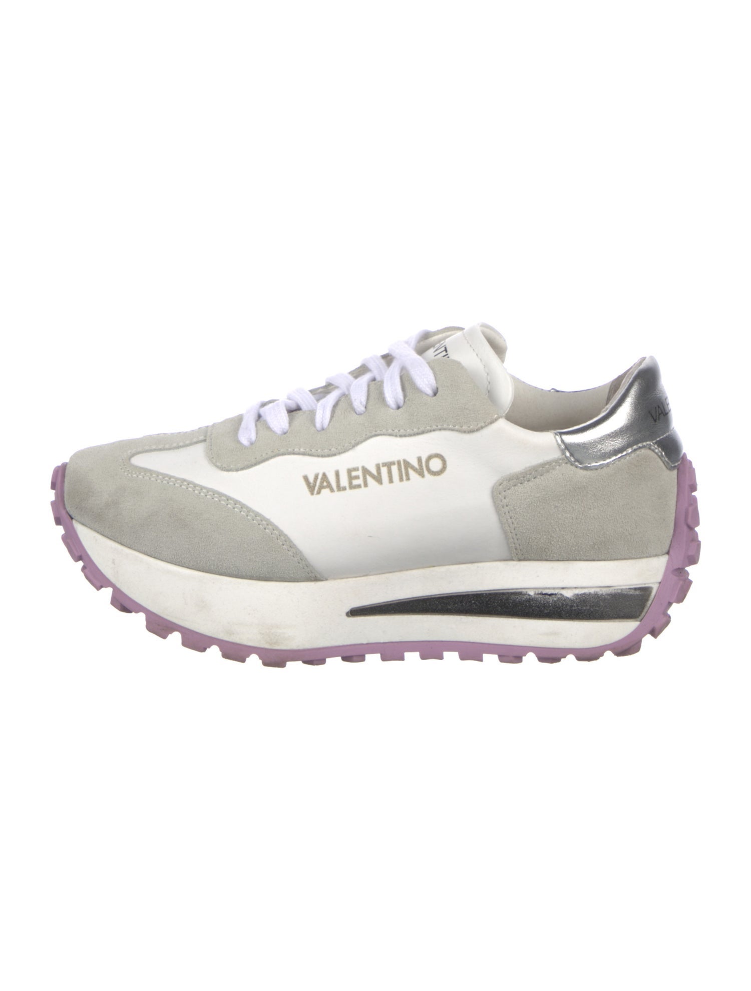 Valentino Suede Colorblock Pattern Sneakers