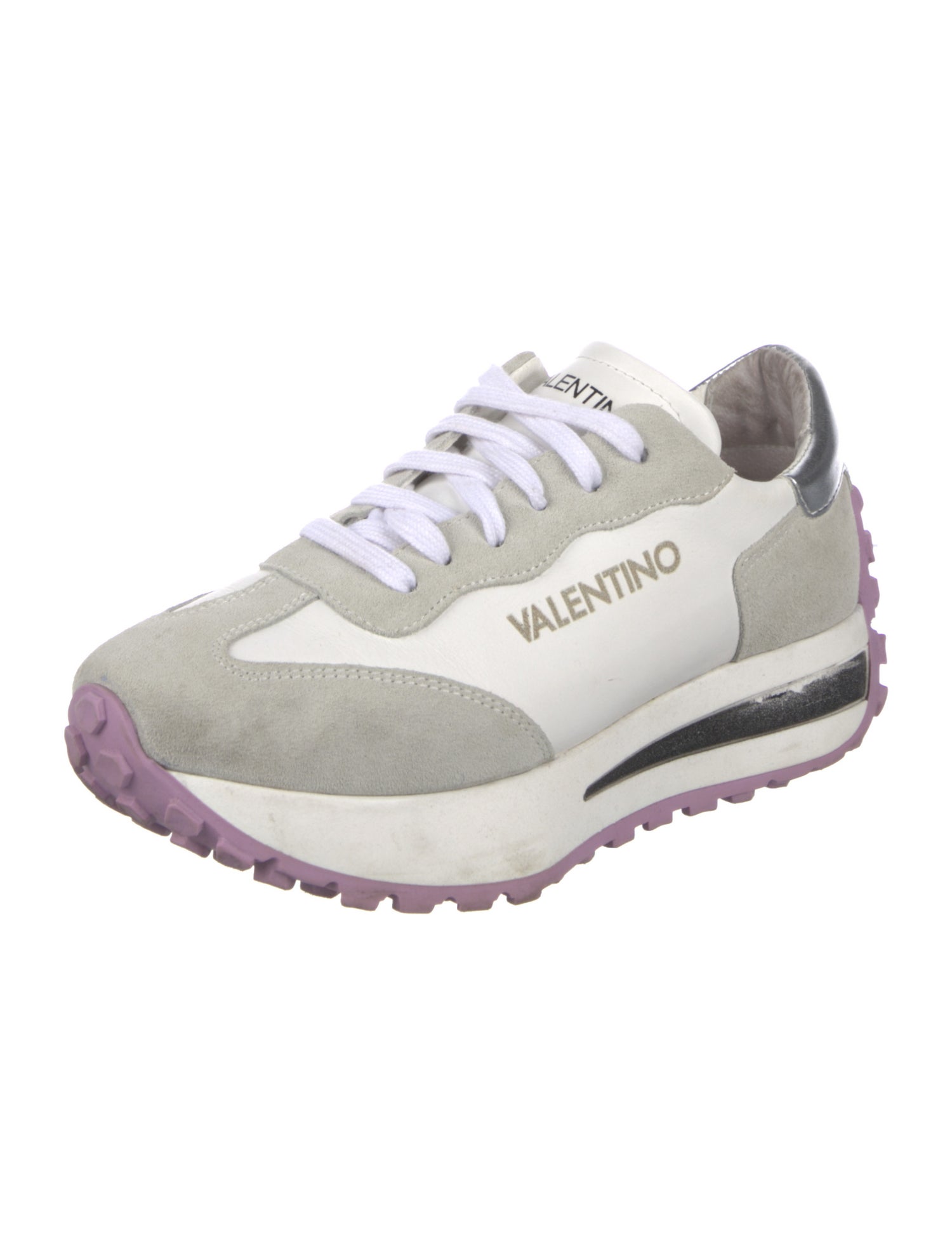 Valentino Suede Colorblock Pattern Sneakers