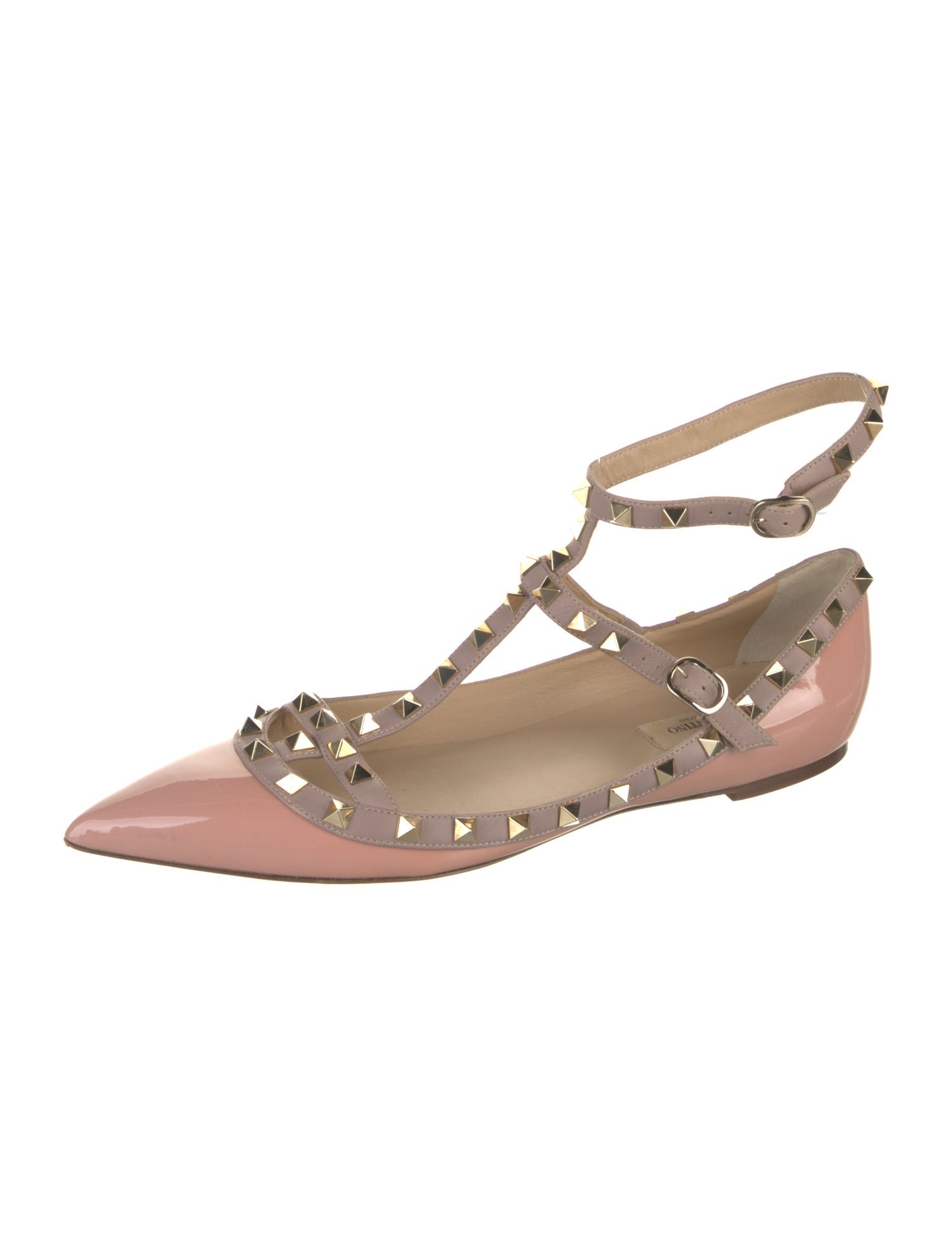 Valentino Rockstud Accents Patent Leather Ballet Flats