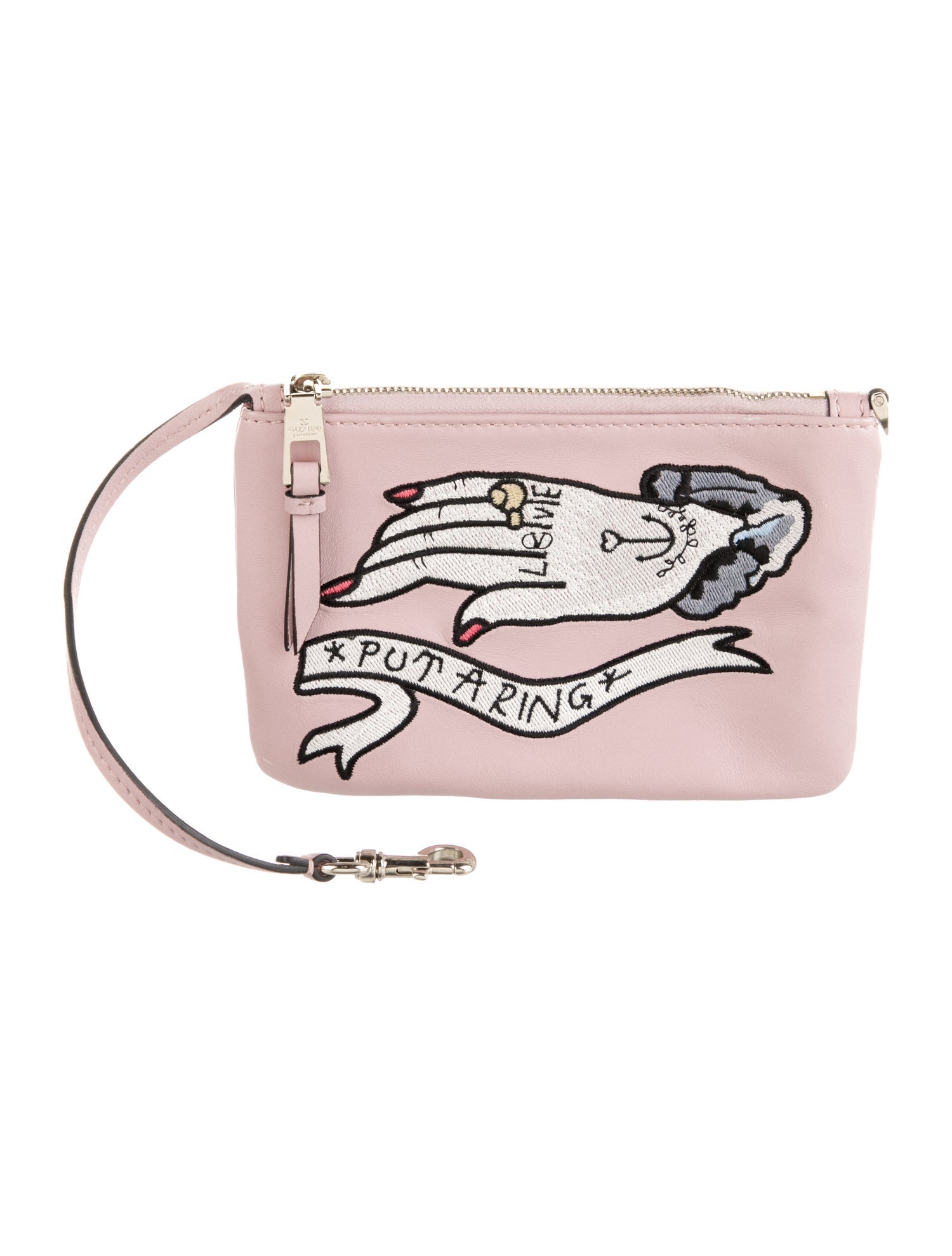 Valentino Leather Printed Wristlet