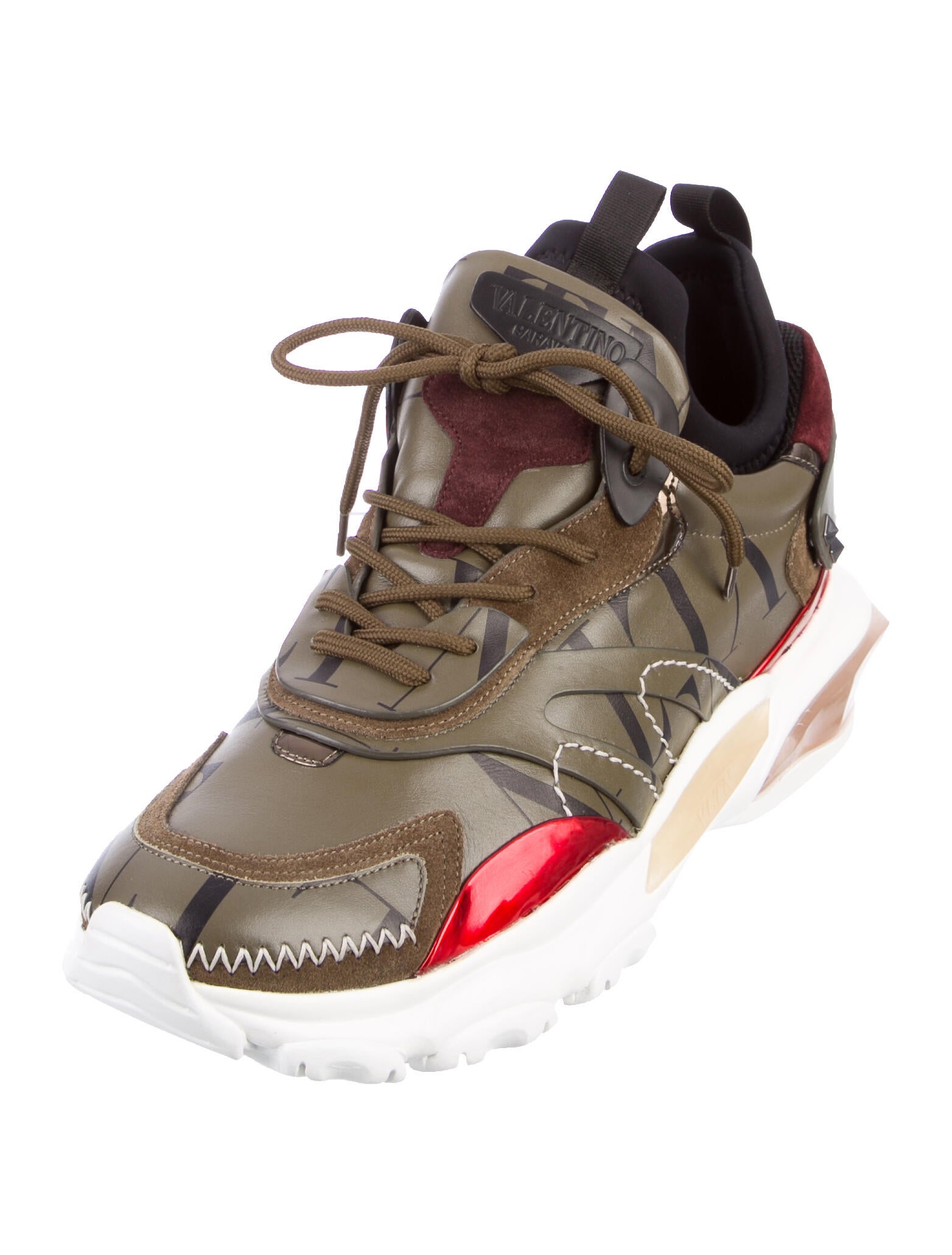 Valentino Leather Printed Sneakers