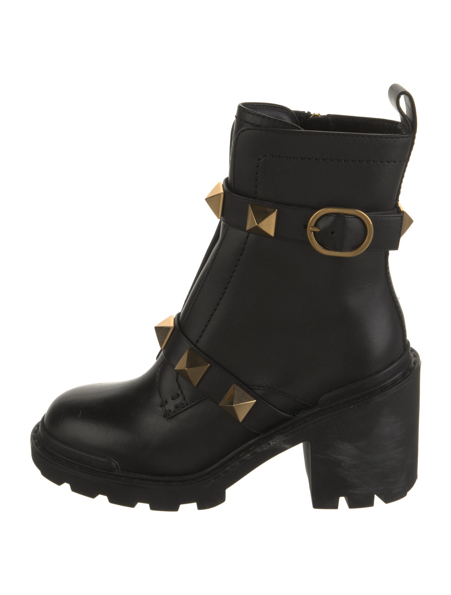 Valentino Rockstud Accents Leather Combat Boots