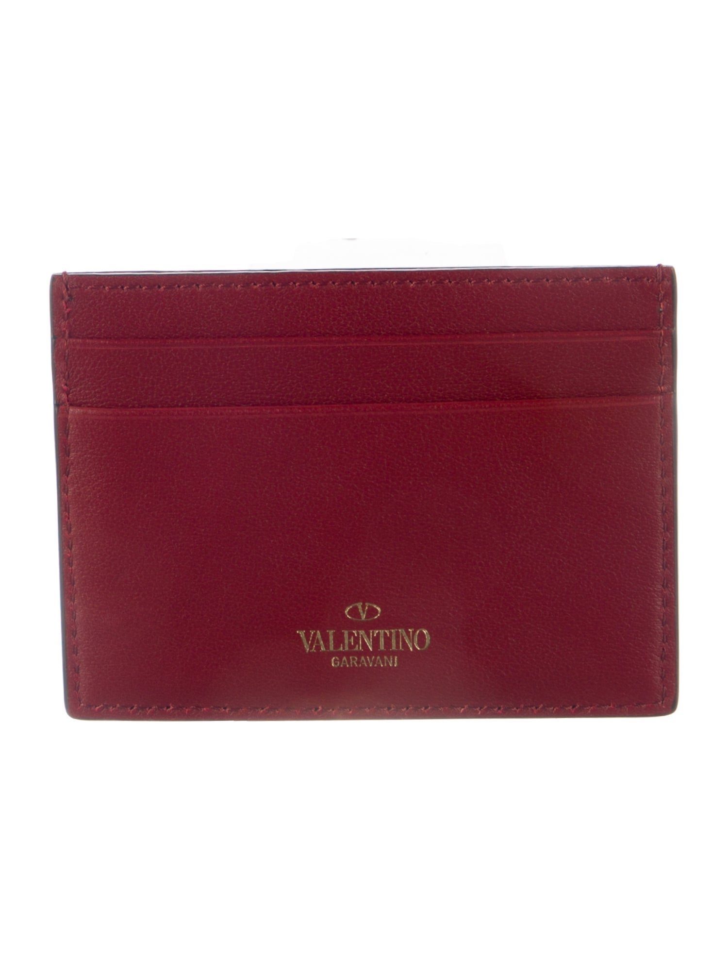 Valentino Rockstud Accents Leather Card Holder