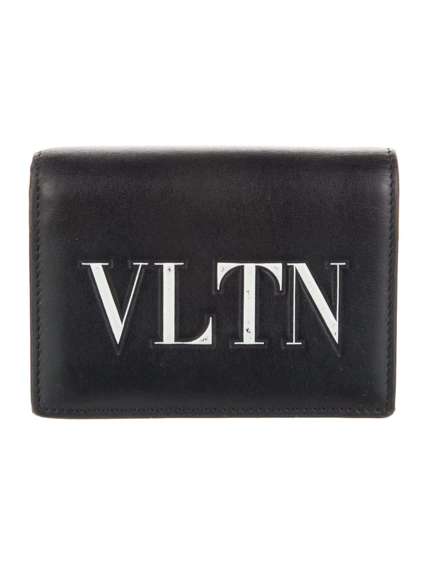 Valentino Leather Graphic Print Compact Wallet