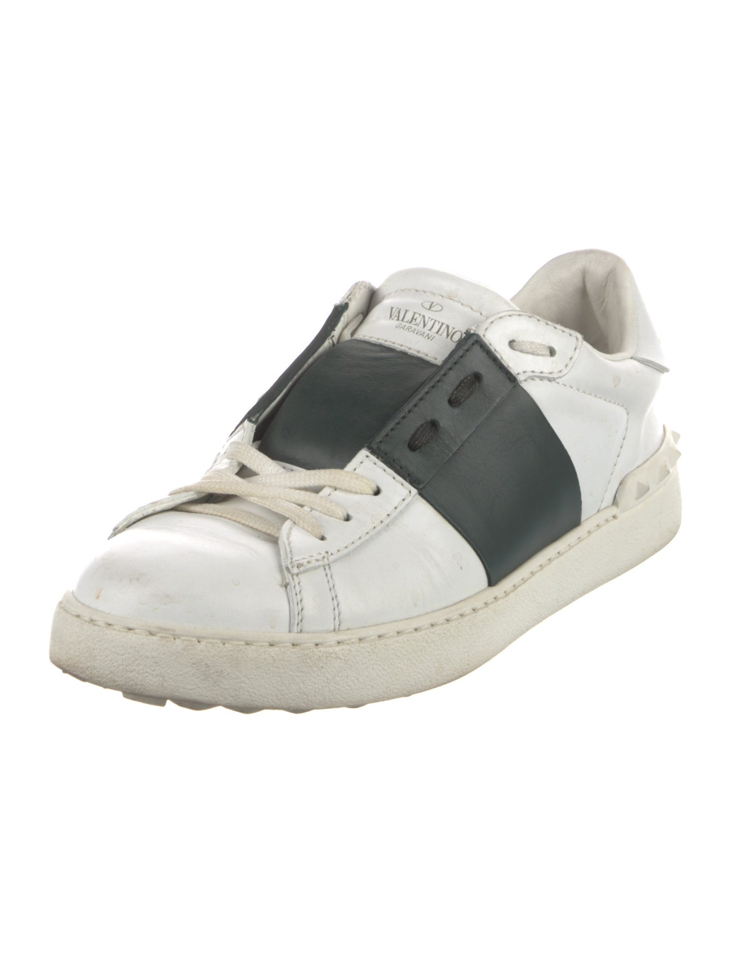 Valentino Leather Colorblock Pattern Sneakers