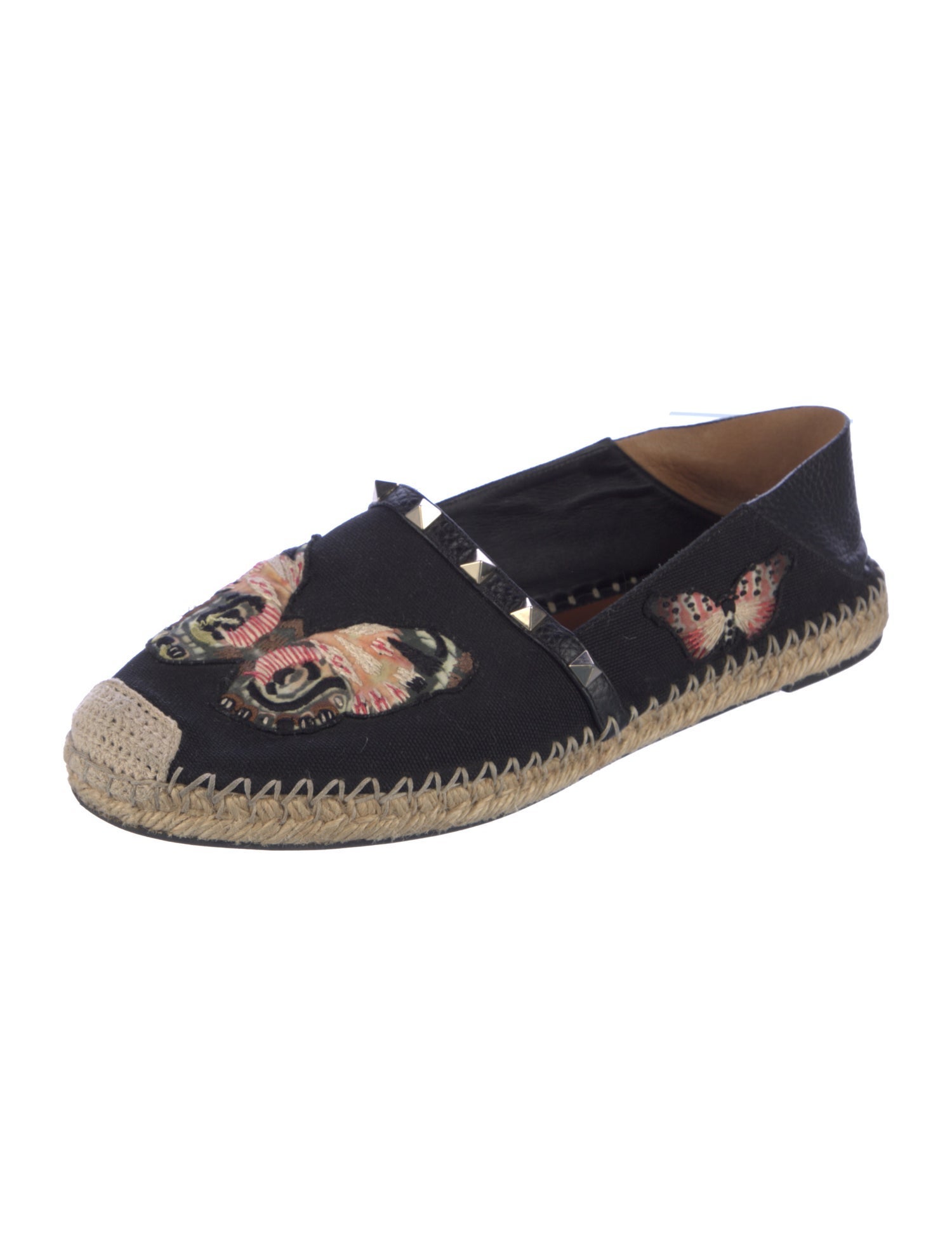 Valentino Rockstud Accents Canvas Espadrilles