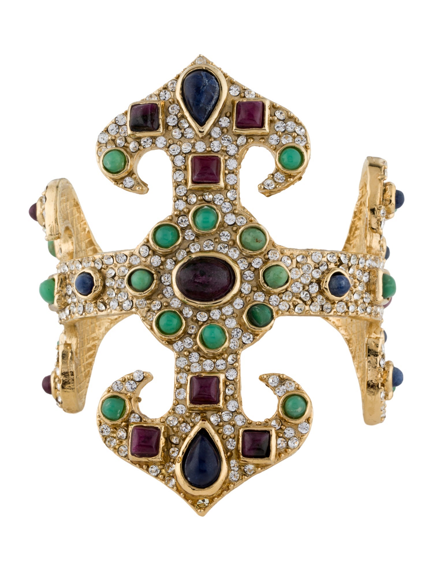 Valentino Vintage Multistone & Crystal "One Of a Kind" Cuff Bracelet