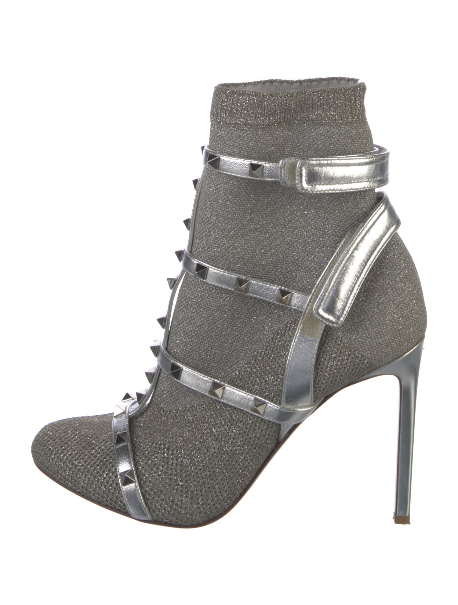 Valentino Rockstud Accents Patterned Sock Boots