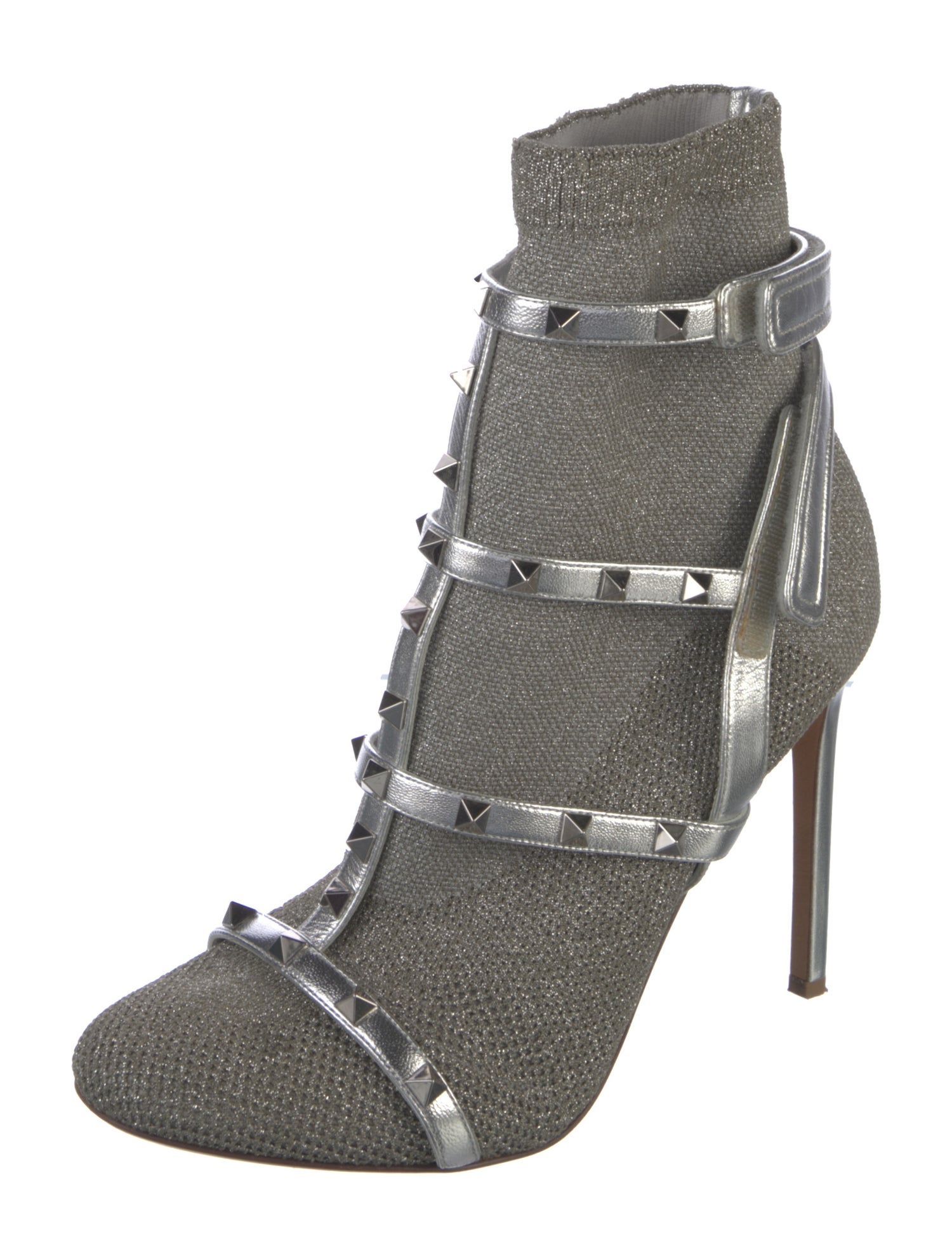 Valentino Rockstud Accents Patterned Sock Boots