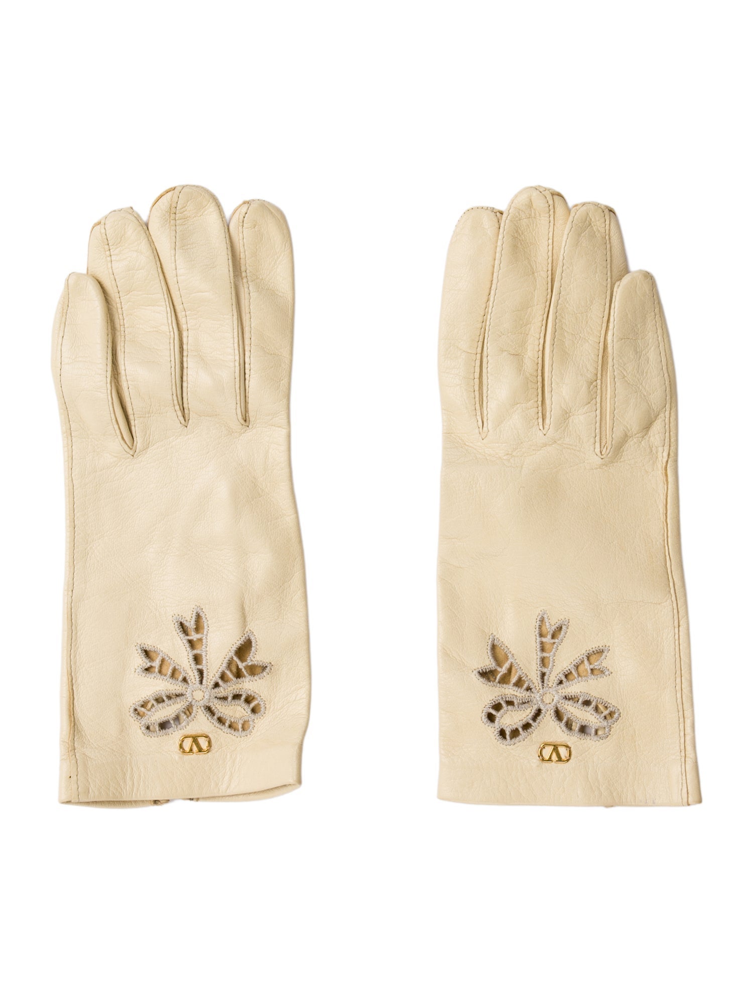Valentino Embroidered Leather Gloves