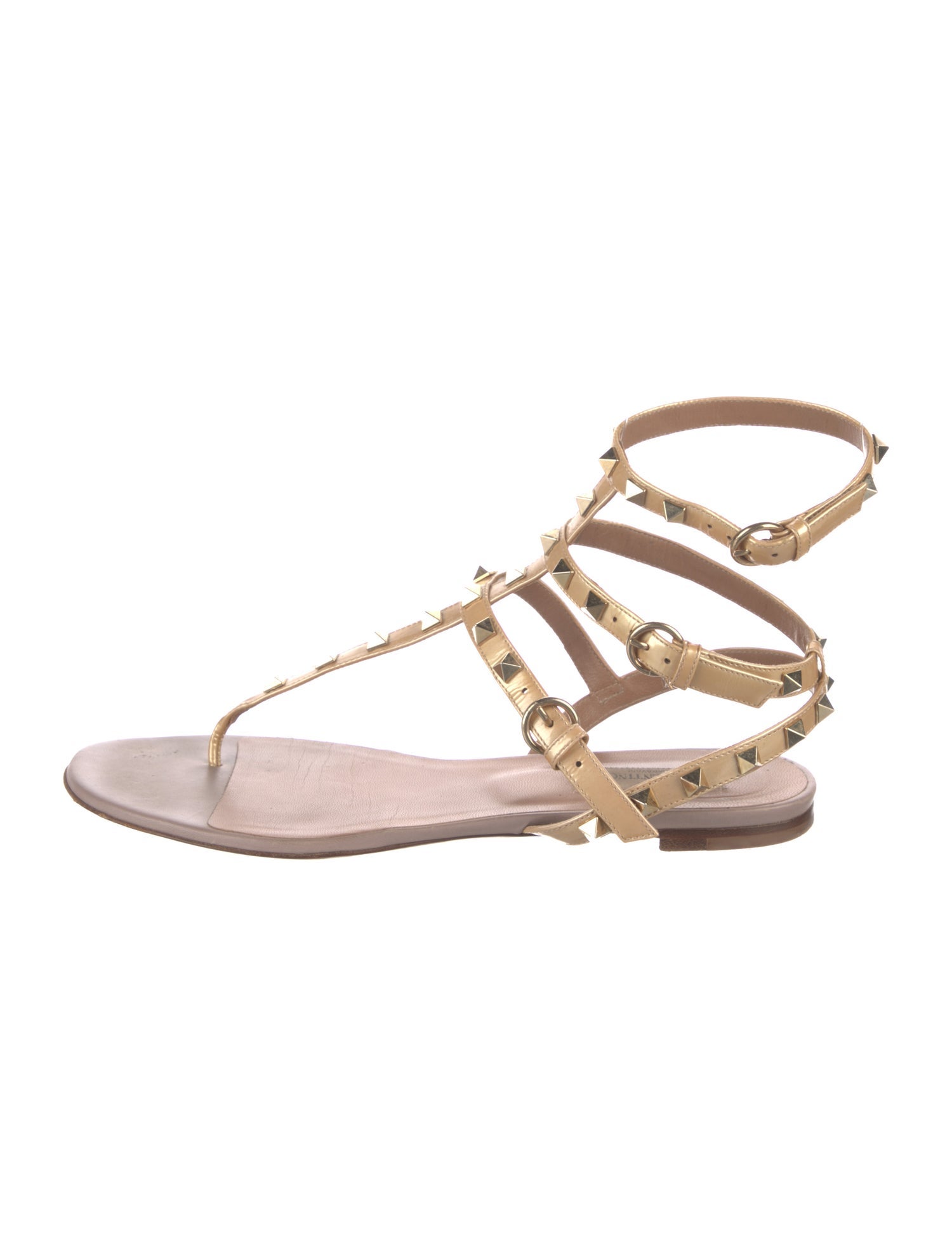 Valentino Rockstud Accents Patent Leather Gladiator Sandals