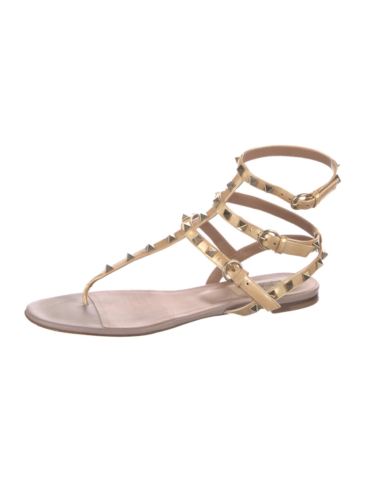 Valentino Rockstud Accents Patent Leather Gladiator Sandals