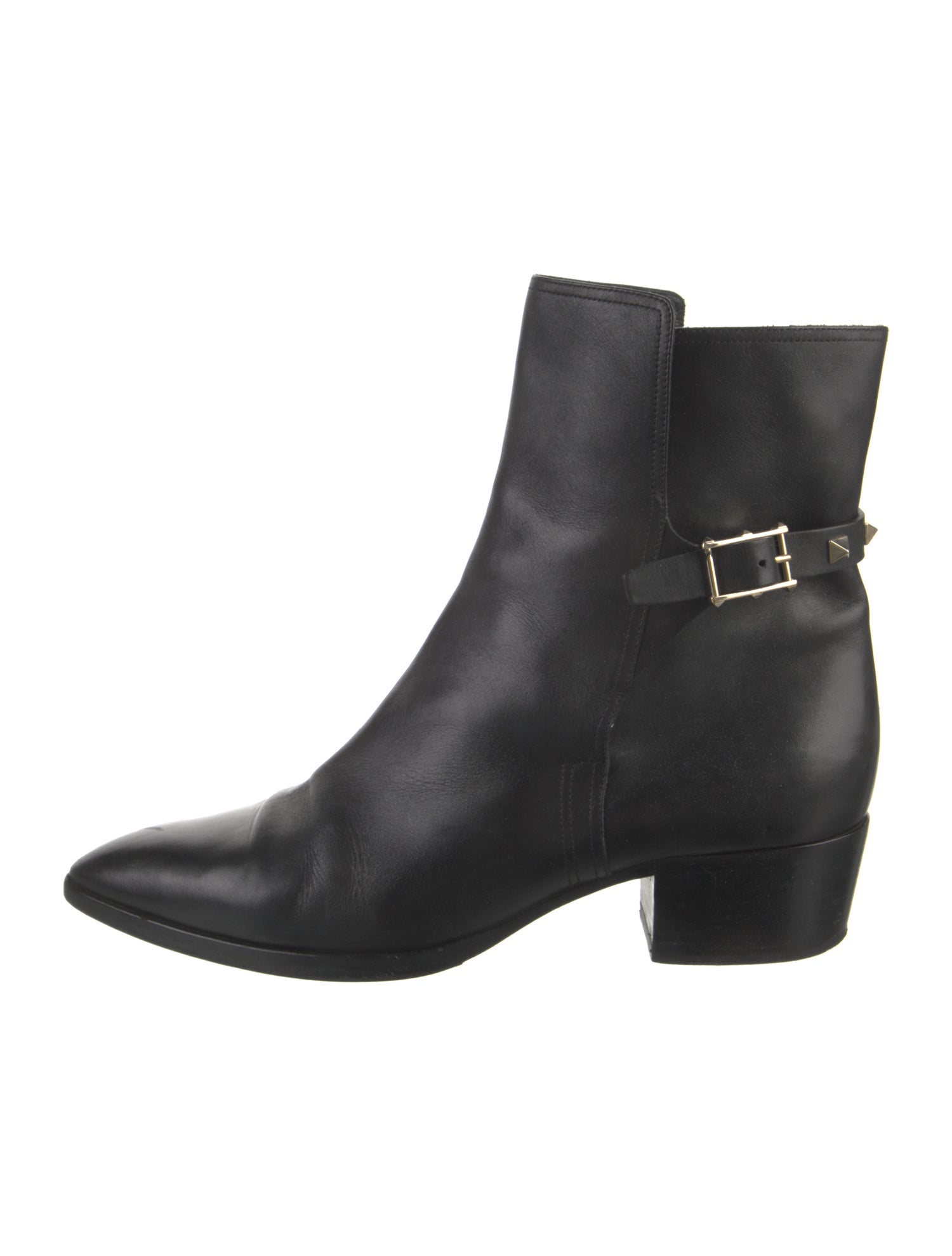 Valentino Rockstud Accents Leather Moto Boots