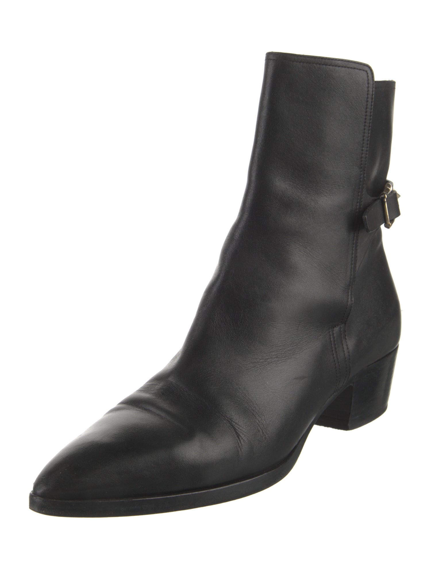 Valentino Rockstud Accents Leather Moto Boots