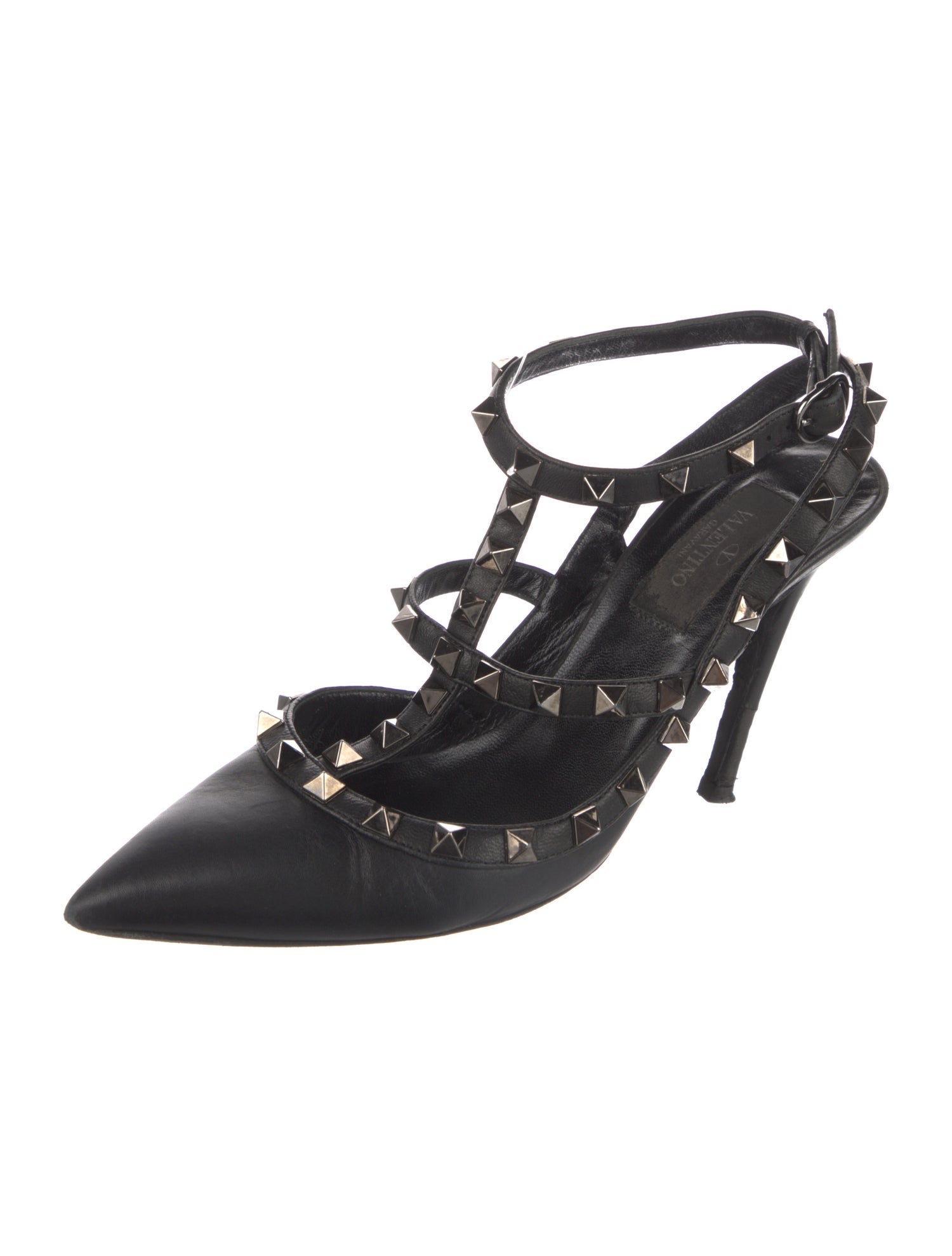 Valentino Rockstud Accents Leather T-Strap Pumps